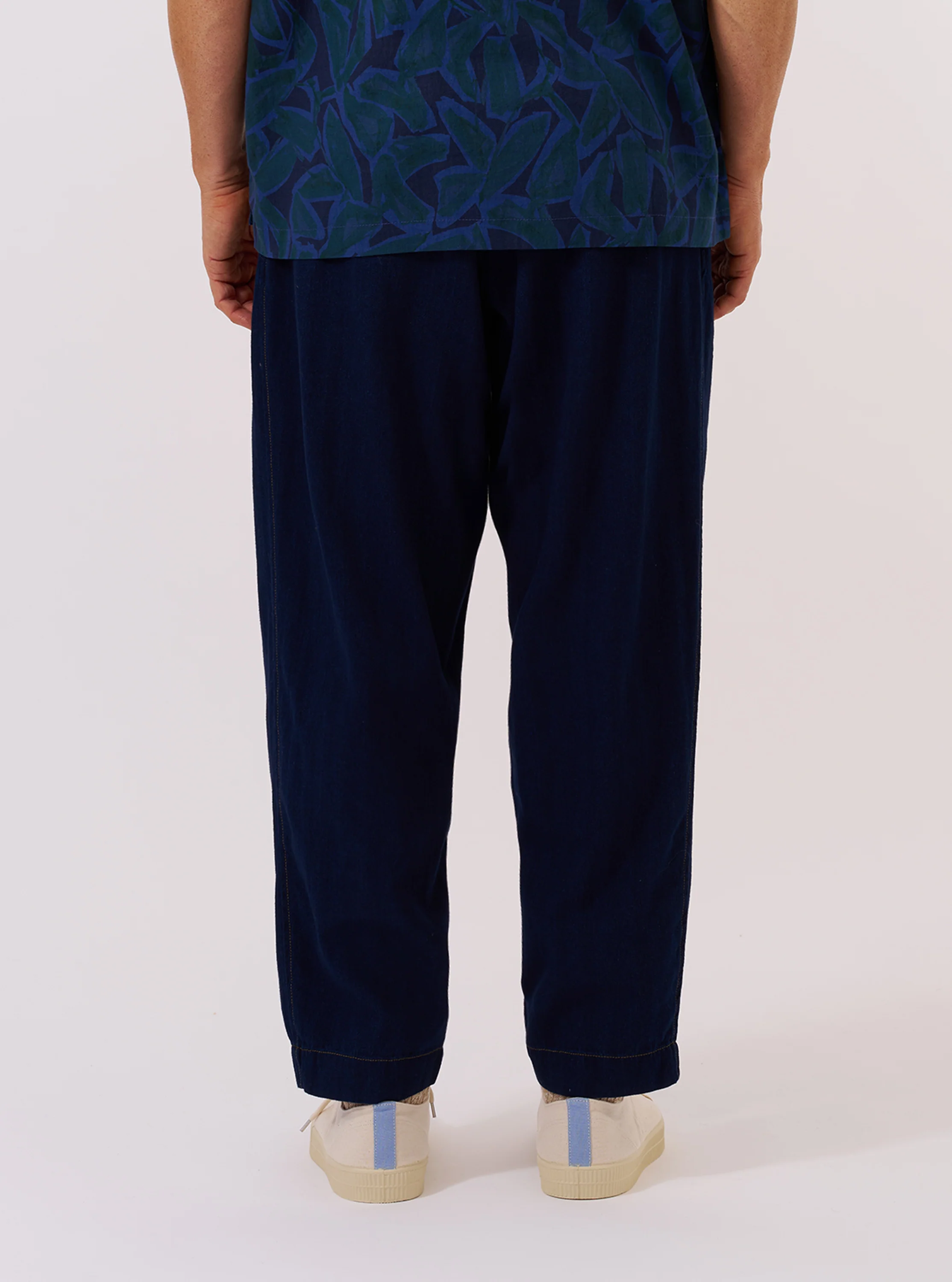 Indigo Recycled Herringbone Pleated Track Pant - Image 3