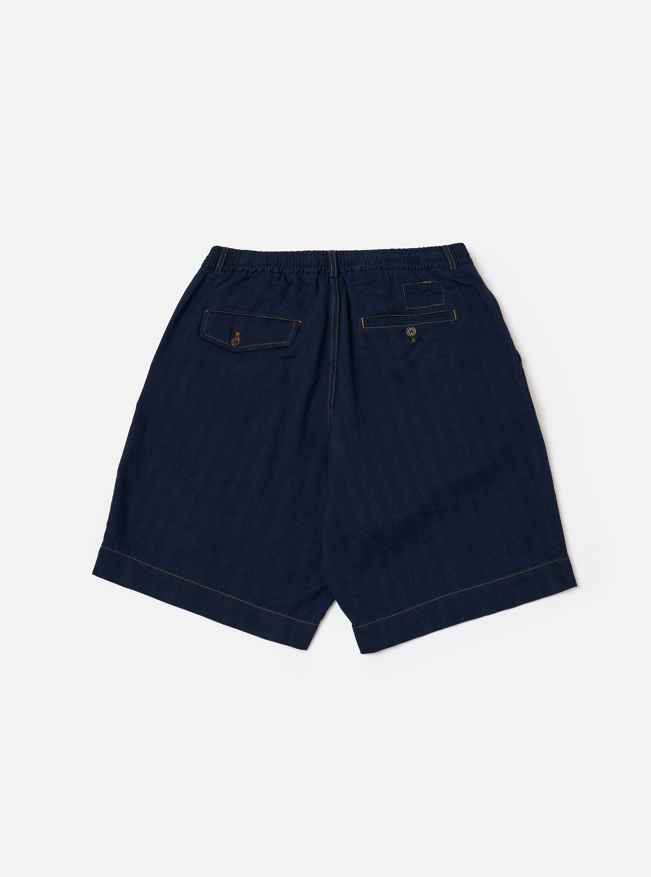 Indigo Recycled Herringbone Pleated Track Short - Image 5