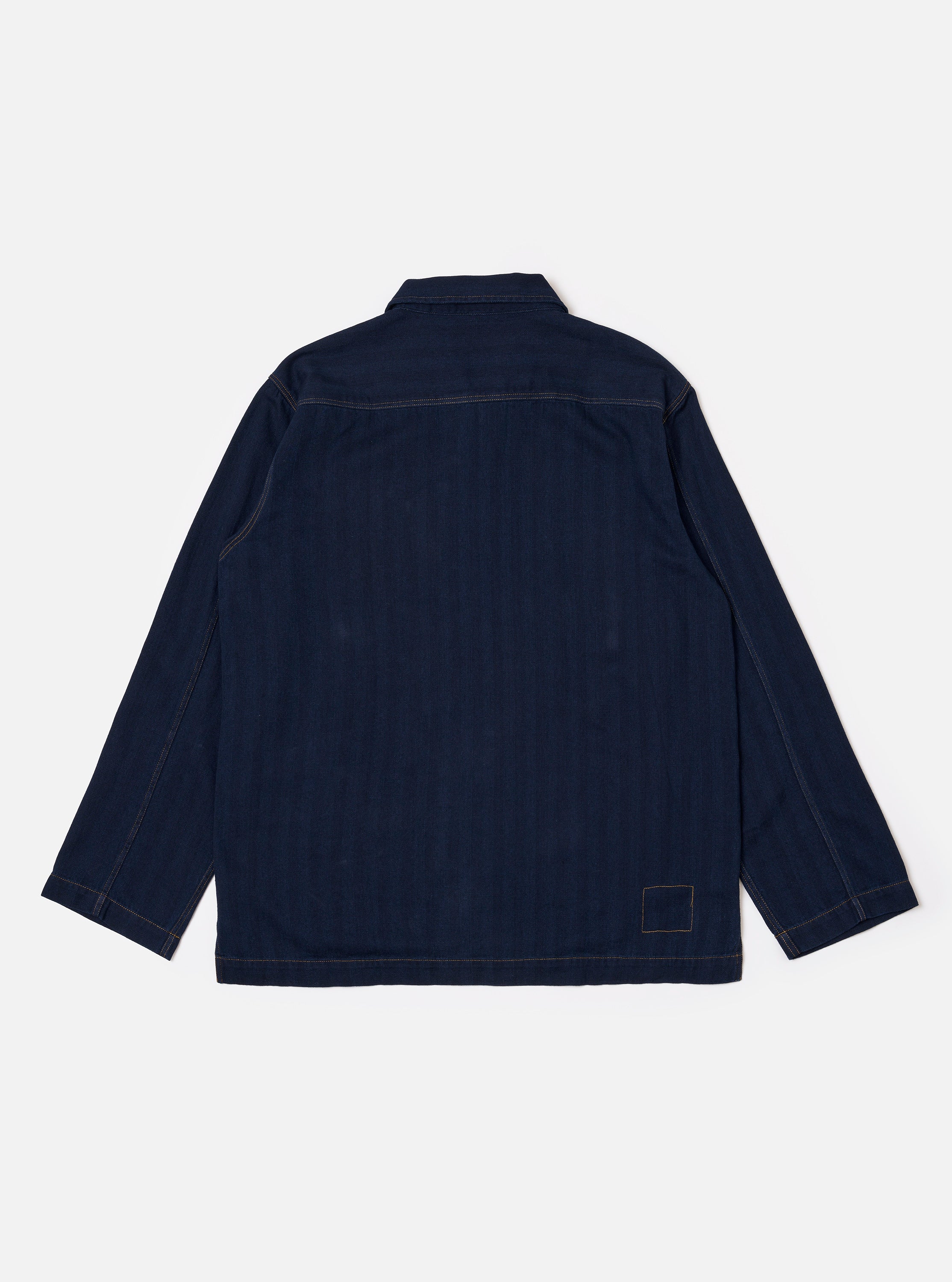 Indigo Recycled Herringbone Smock Overshirt - Image 5