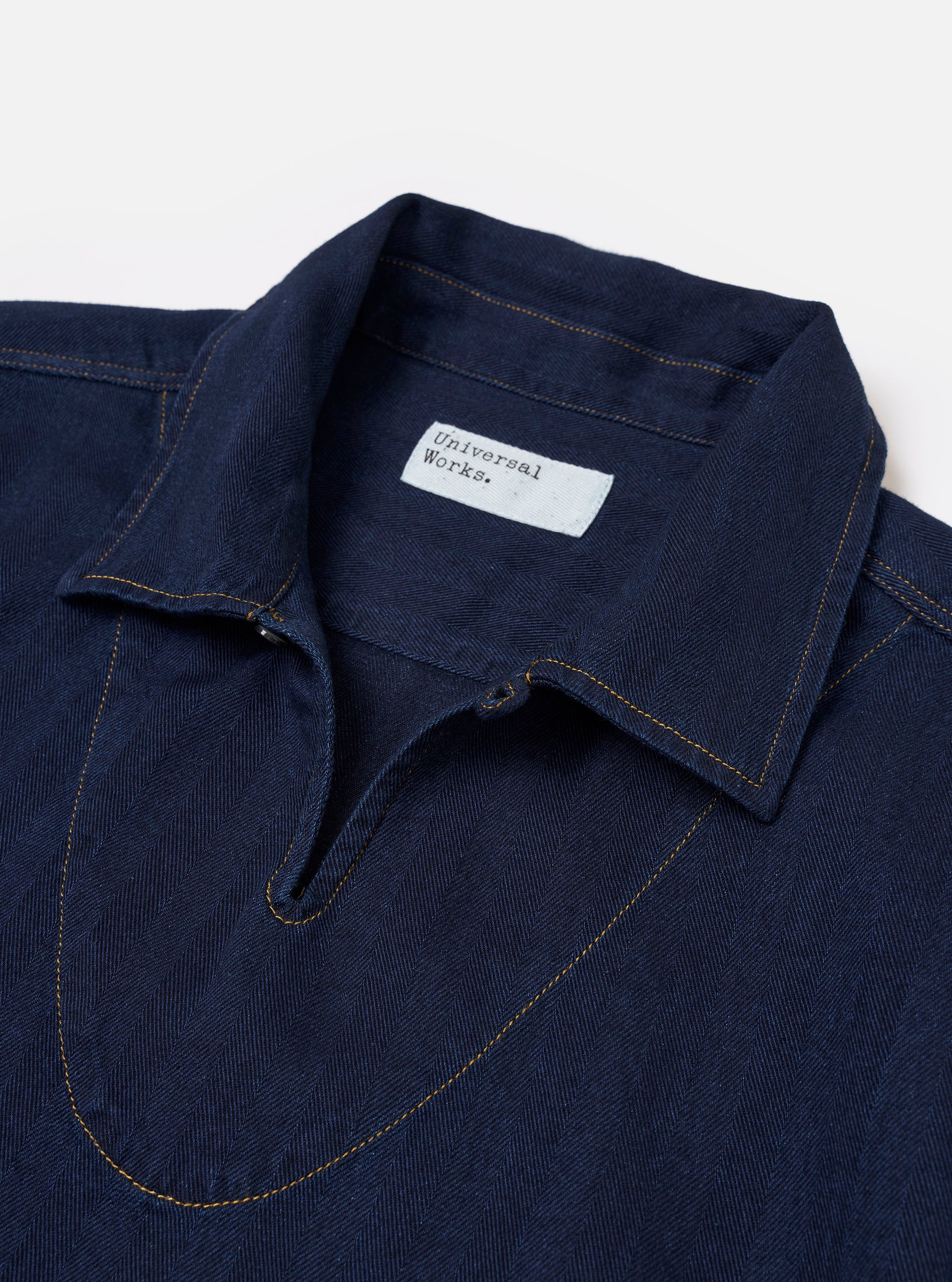 Indigo Recycled Herringbone Smock Overshirt - Image 6