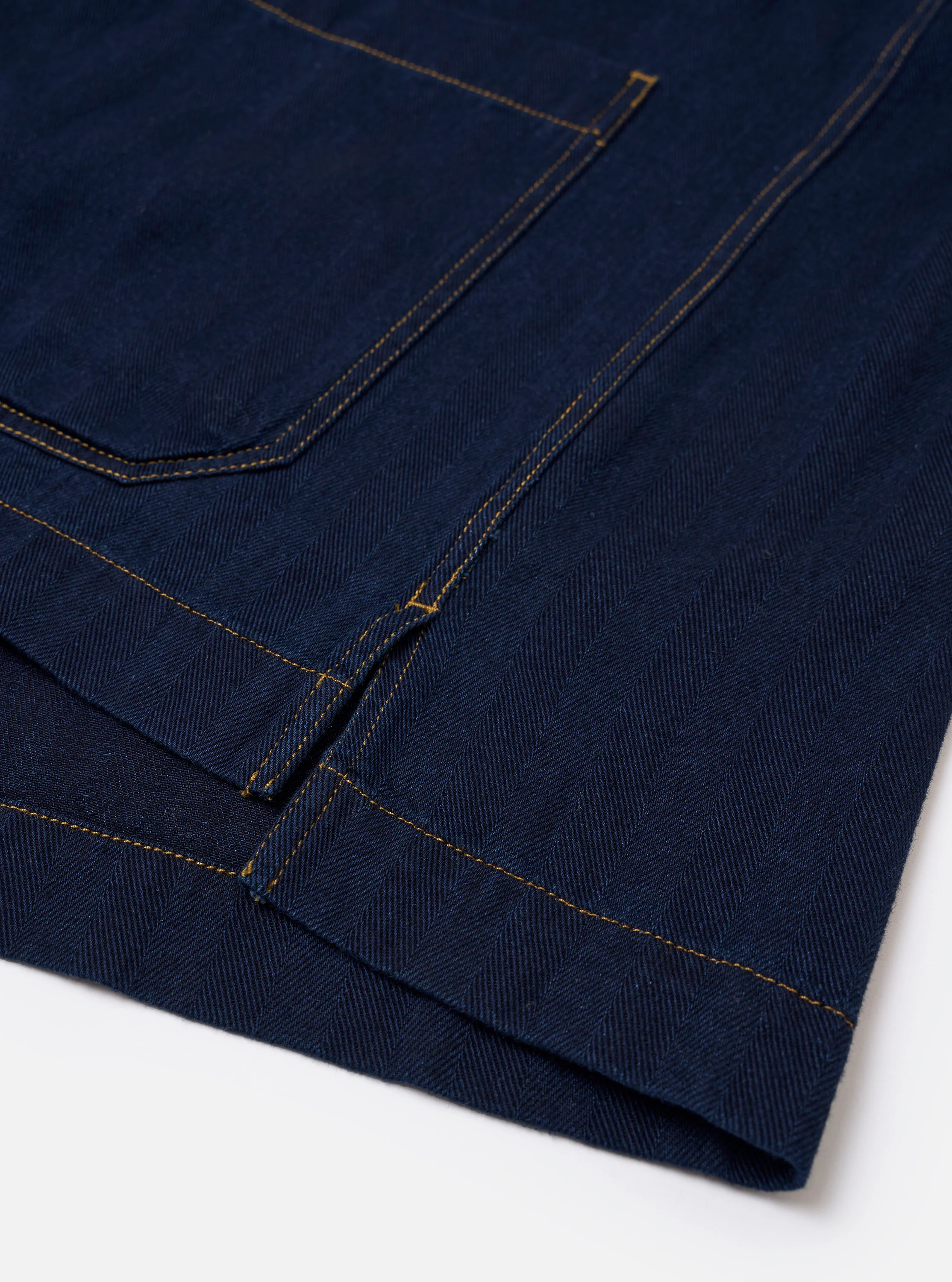 Indigo Recycled Herringbone Smock Overshirt - Image 7
