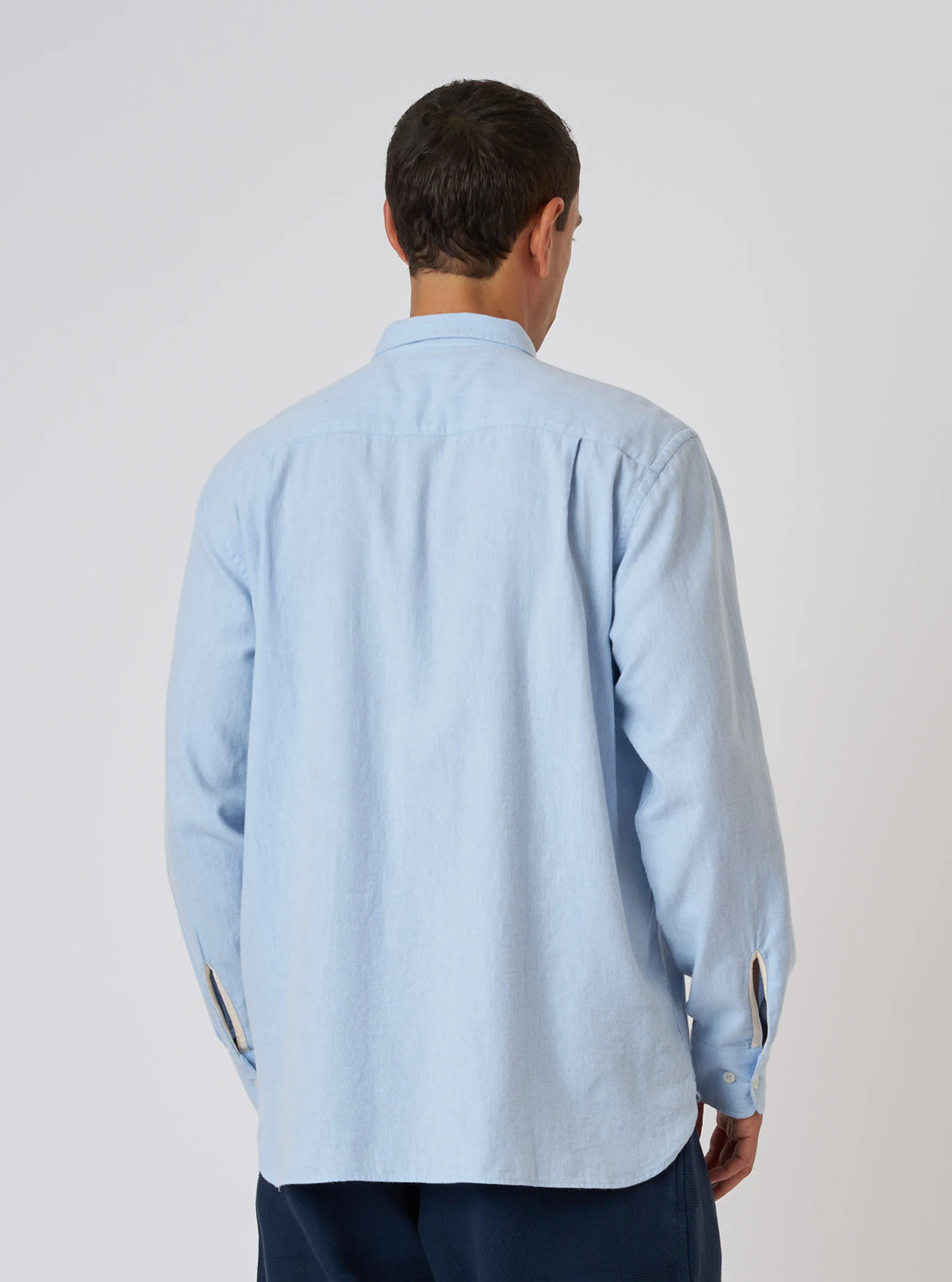 Light Blue Brushed Marl Twill Square Pocket Shirt - Image 3