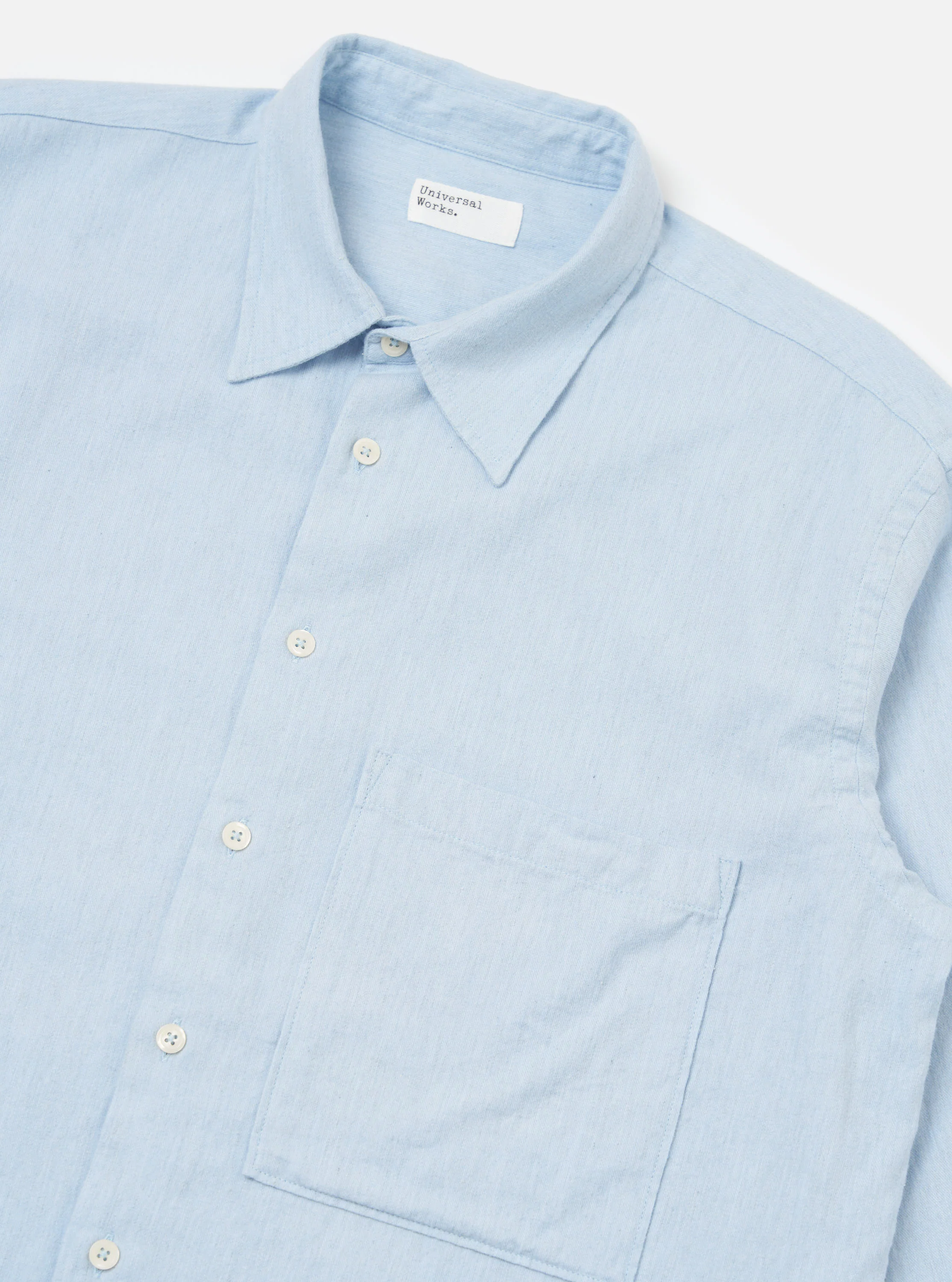 Light Blue Brushed Marl Twill Square Pocket Shirt - Image 6