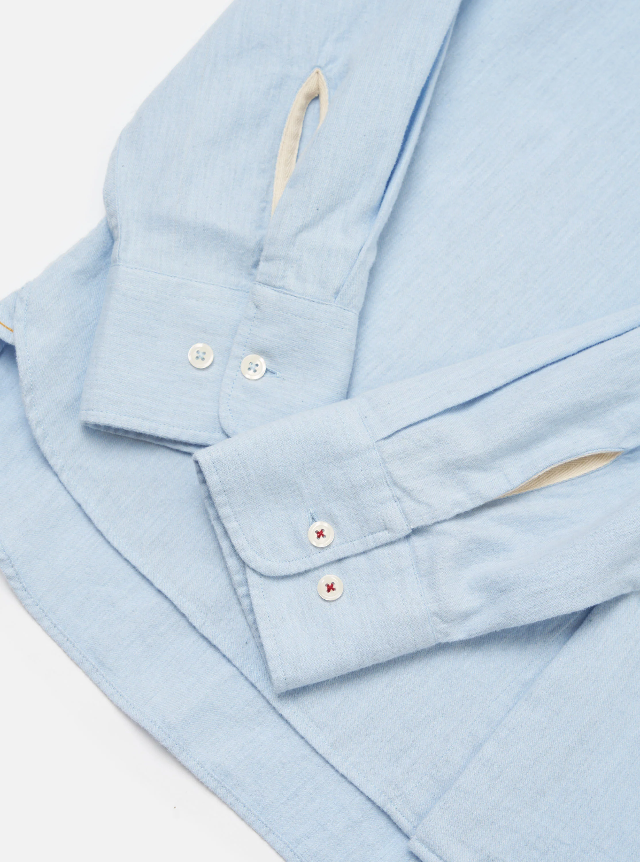 Light Blue Brushed Marl Twill Square Pocket Shirt - Image 7