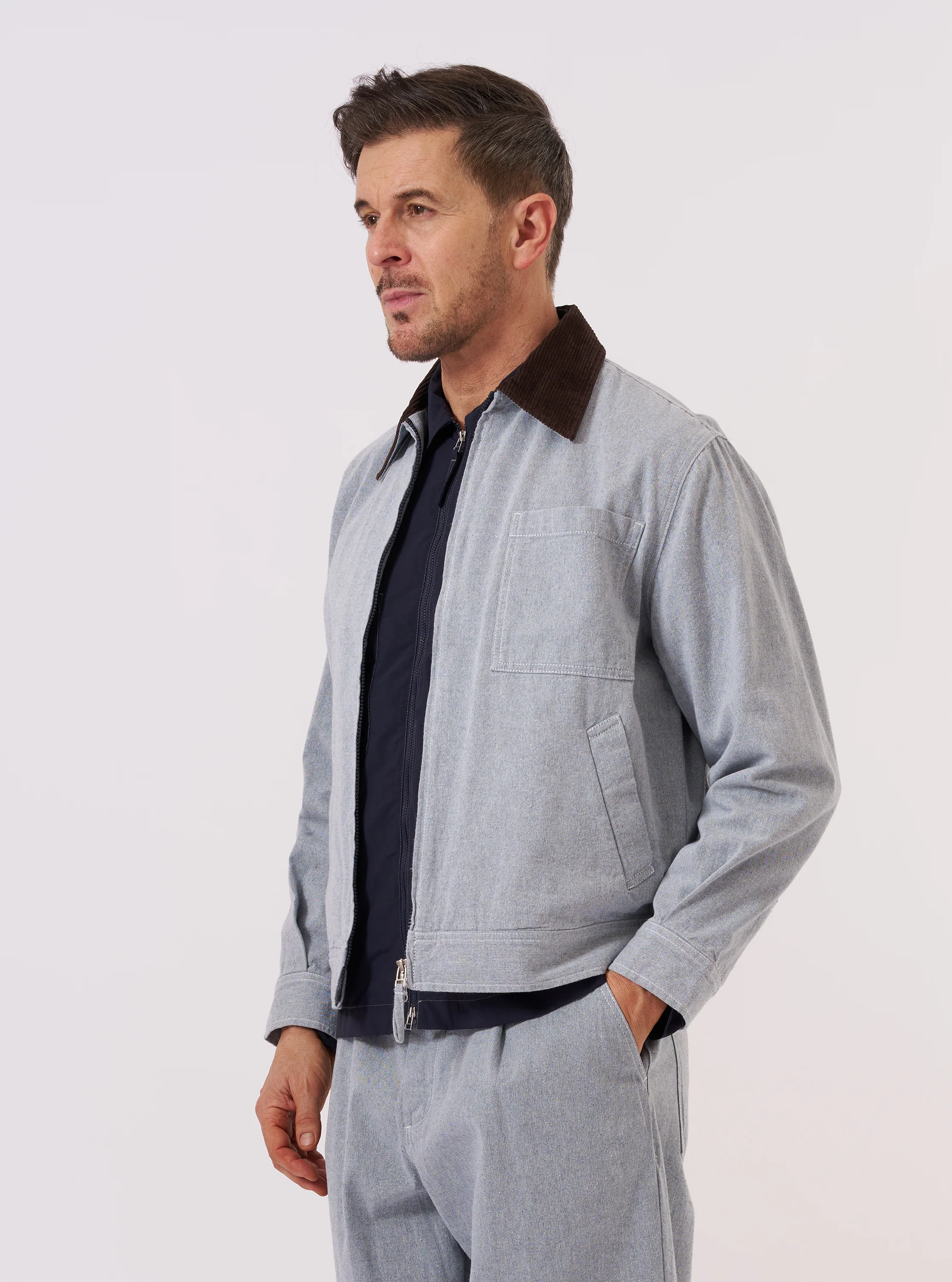 Light Indigo Jean Cloth Reworked Rose Bowl Jacket - Image 2