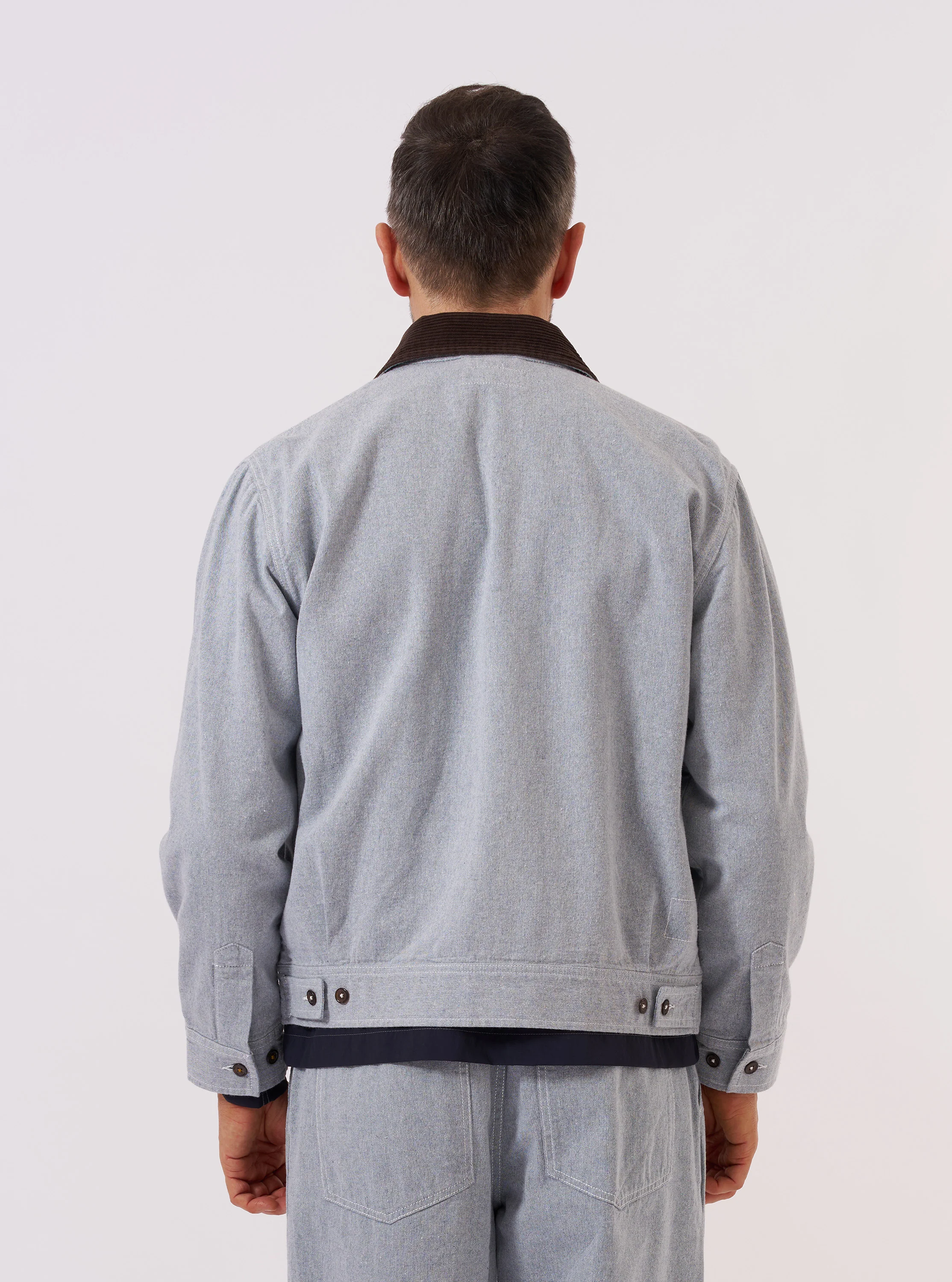Light Indigo Jean Cloth Reworked Rose Bowl Jacket - Image 3