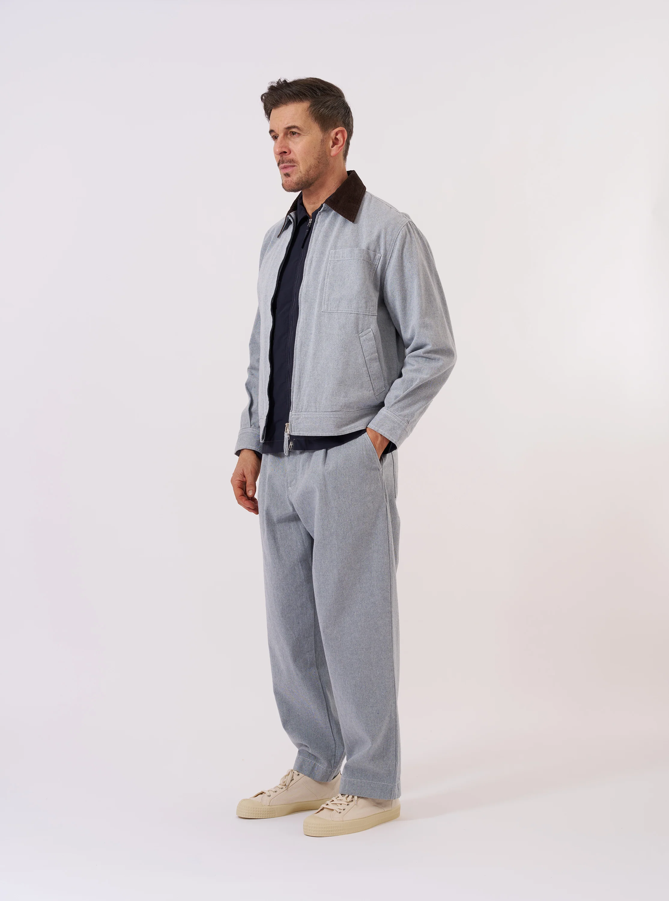 Light Indigo Jean Cloth Reworked Rose Bowl Jacket - Image 9