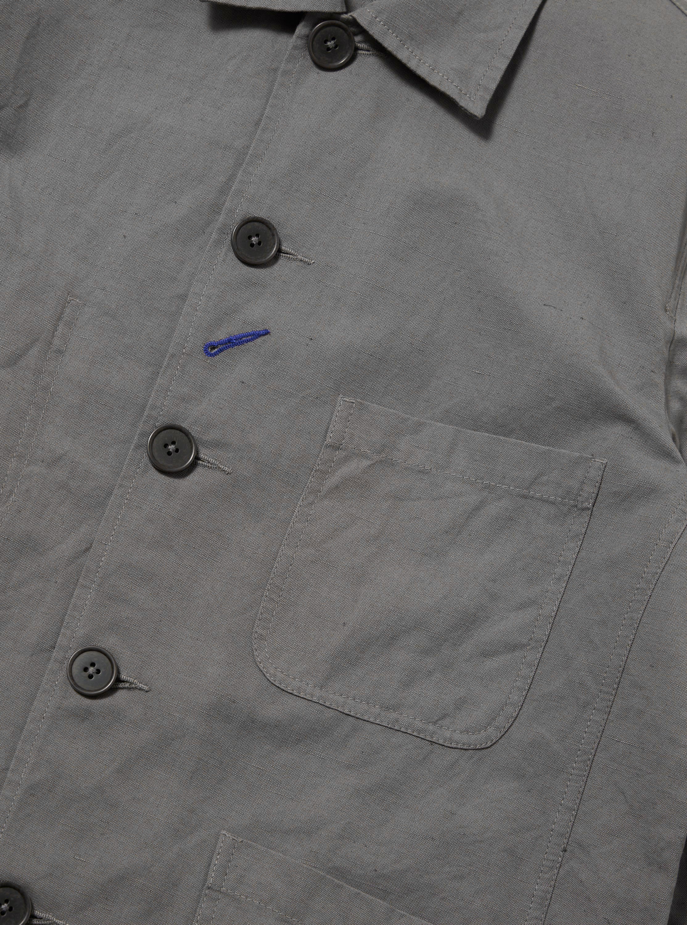 Mid Grey Linen Slub Weave Bakers Jacket - Image 6