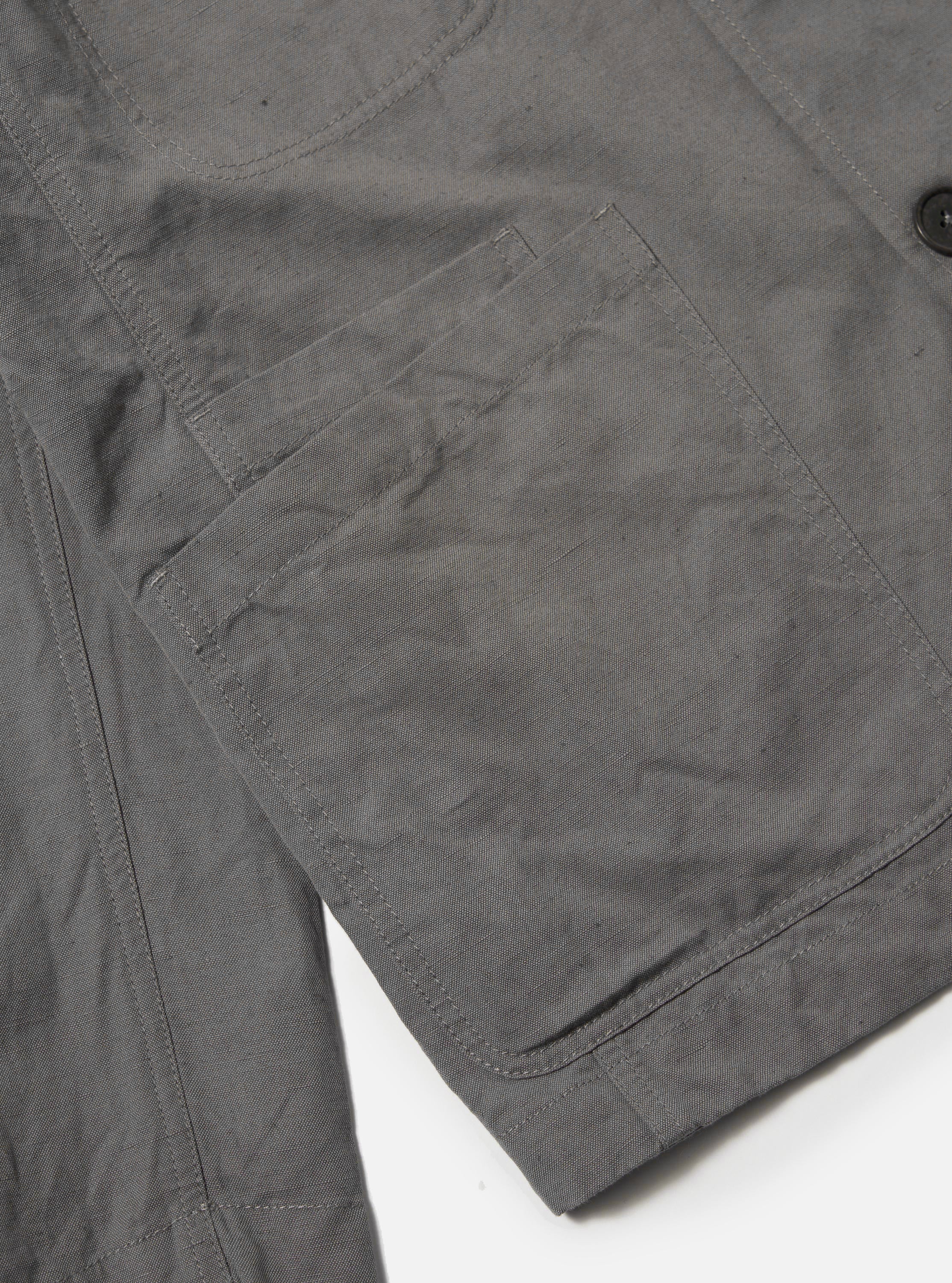 Mid Grey Linen Slub Weave Bakers Jacket - Image 7