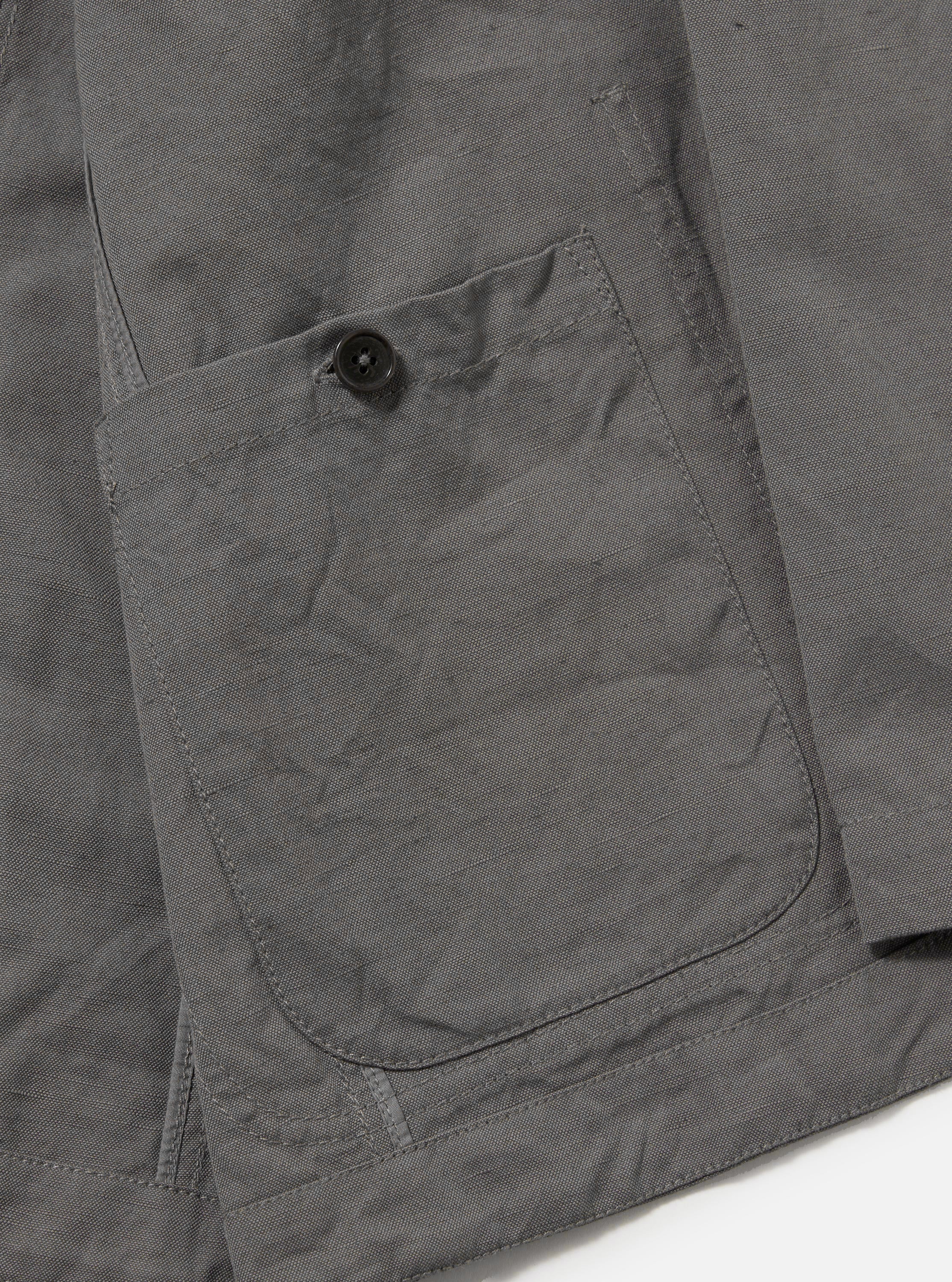 Mid Grey Linen Slub Weave Bakers Jacket - Image 8