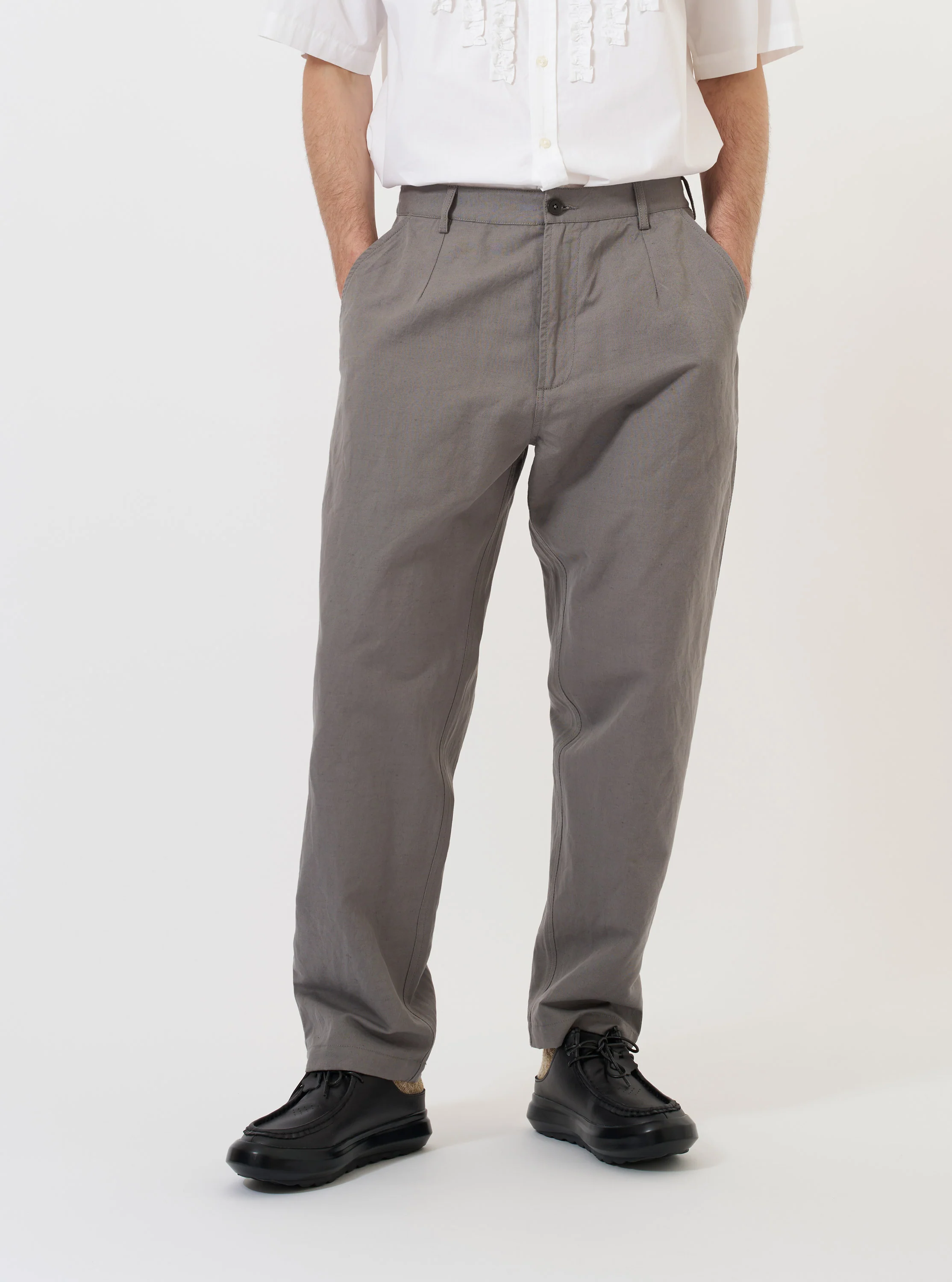 Mid Grey Linen Slub Weave Dizzy Trouser - Image 2