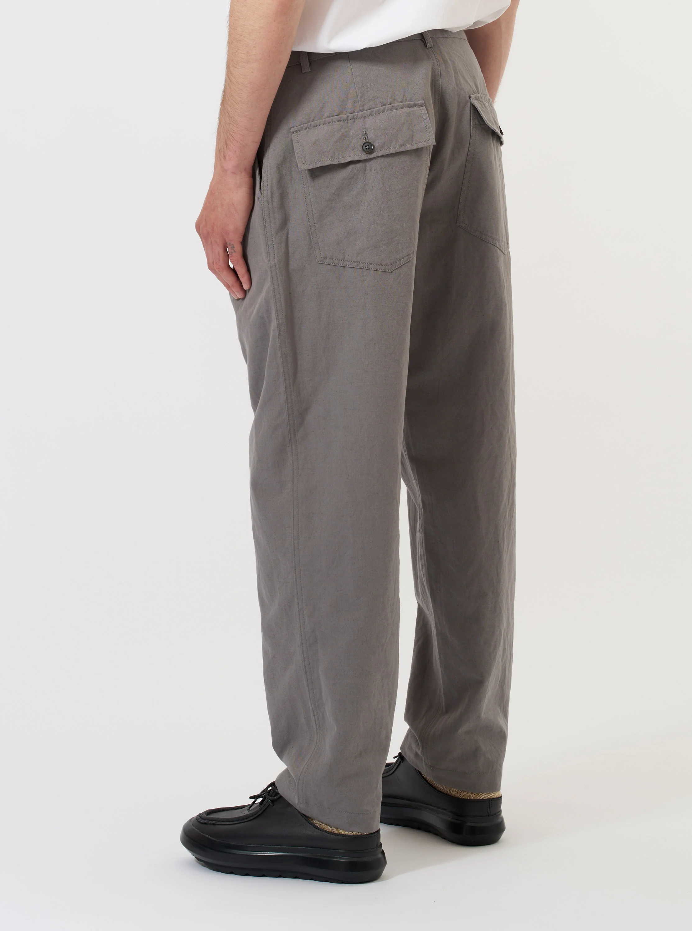 Mid Grey Linen Slub Weave Dizzy Trouser - Image 3