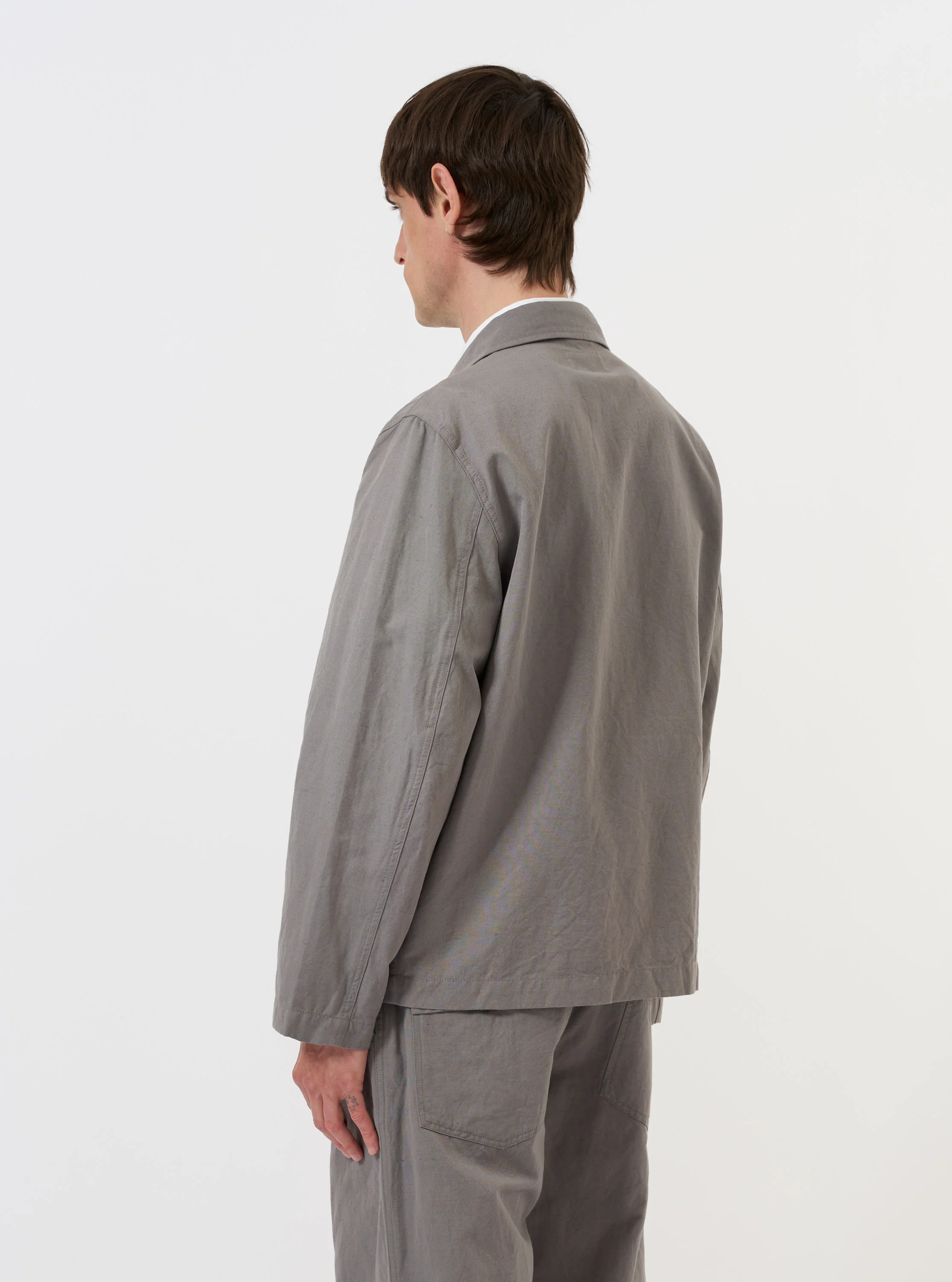 Mid Grey Linen Slub Weave Franck Jacket - Image 3