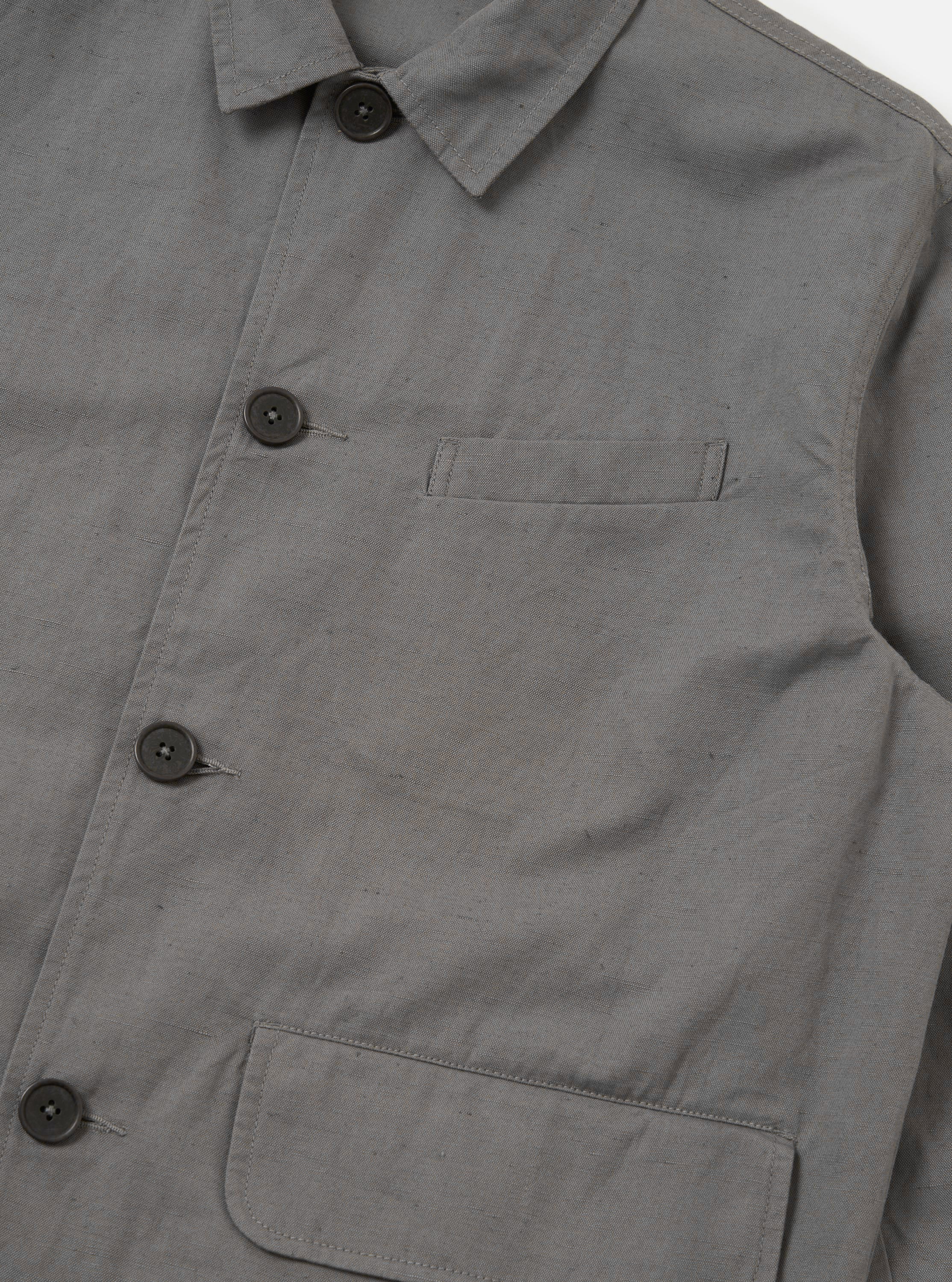 Mid Grey Linen Slub Weave Franck Jacket - Image 6