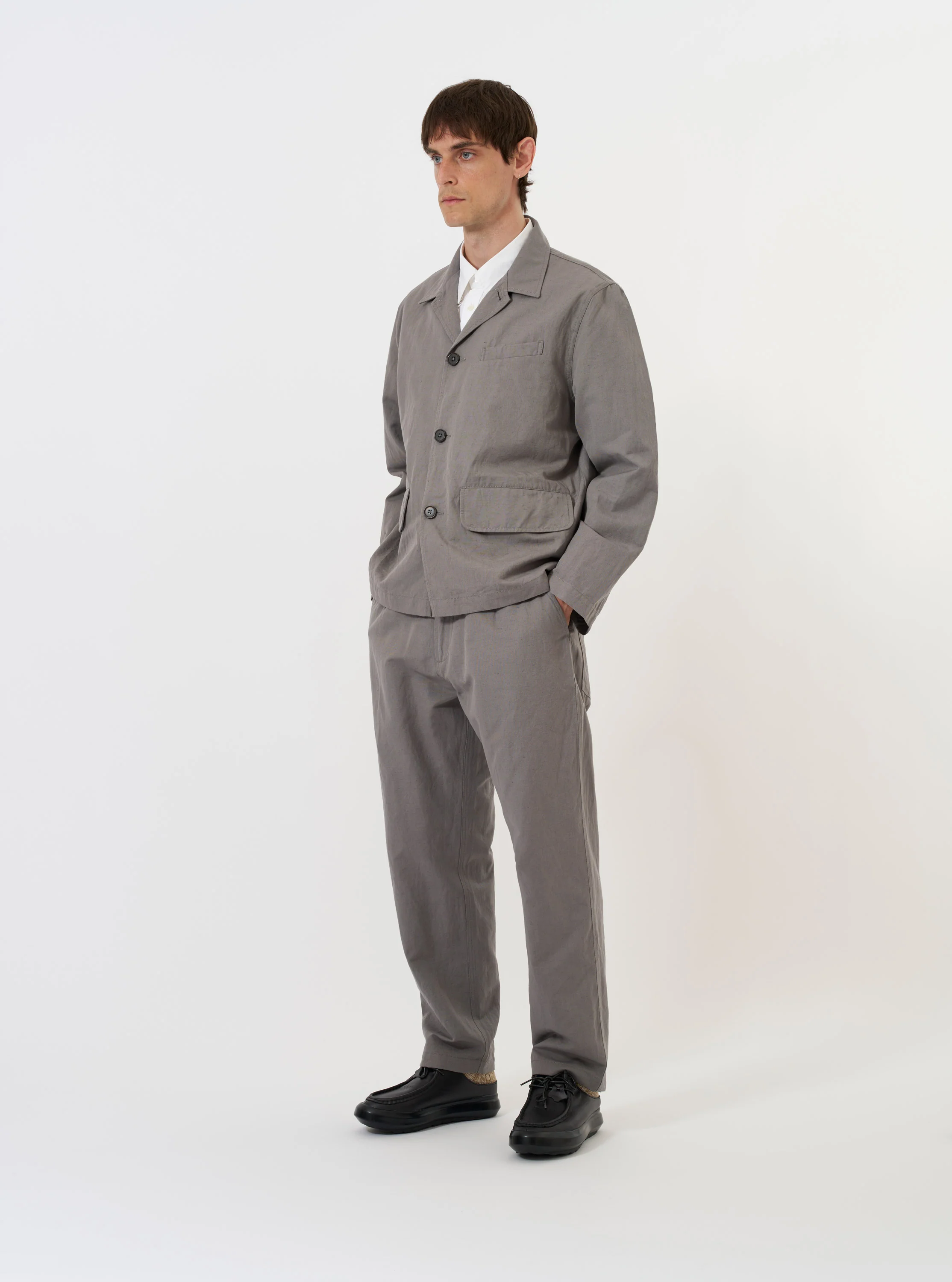Mid Grey Linen Slub Weave Franck Jacket - Image 7