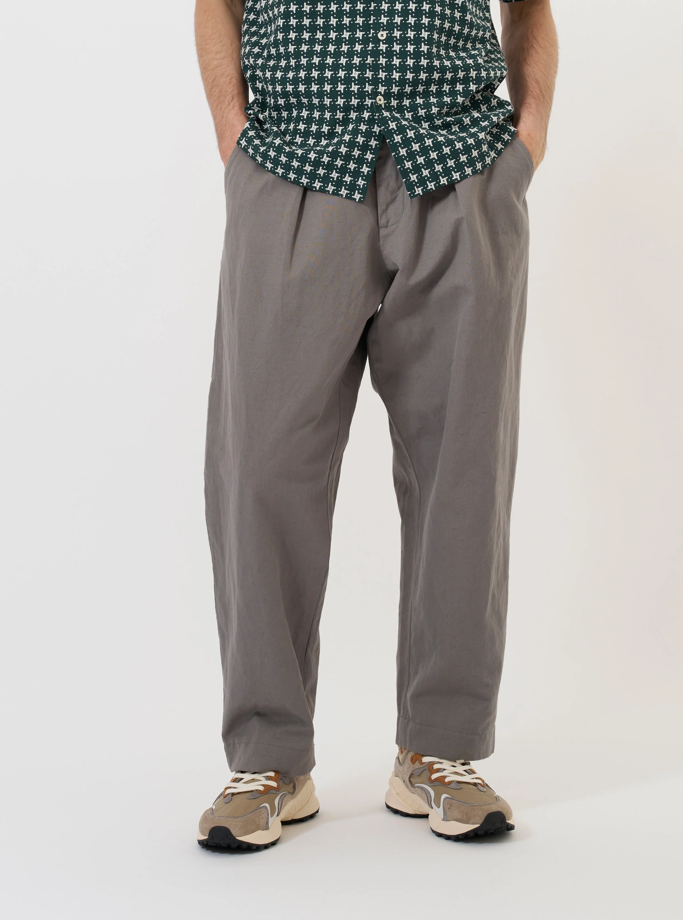 Mid Grey Linen Slub Weave Oxford Pant - Image 2