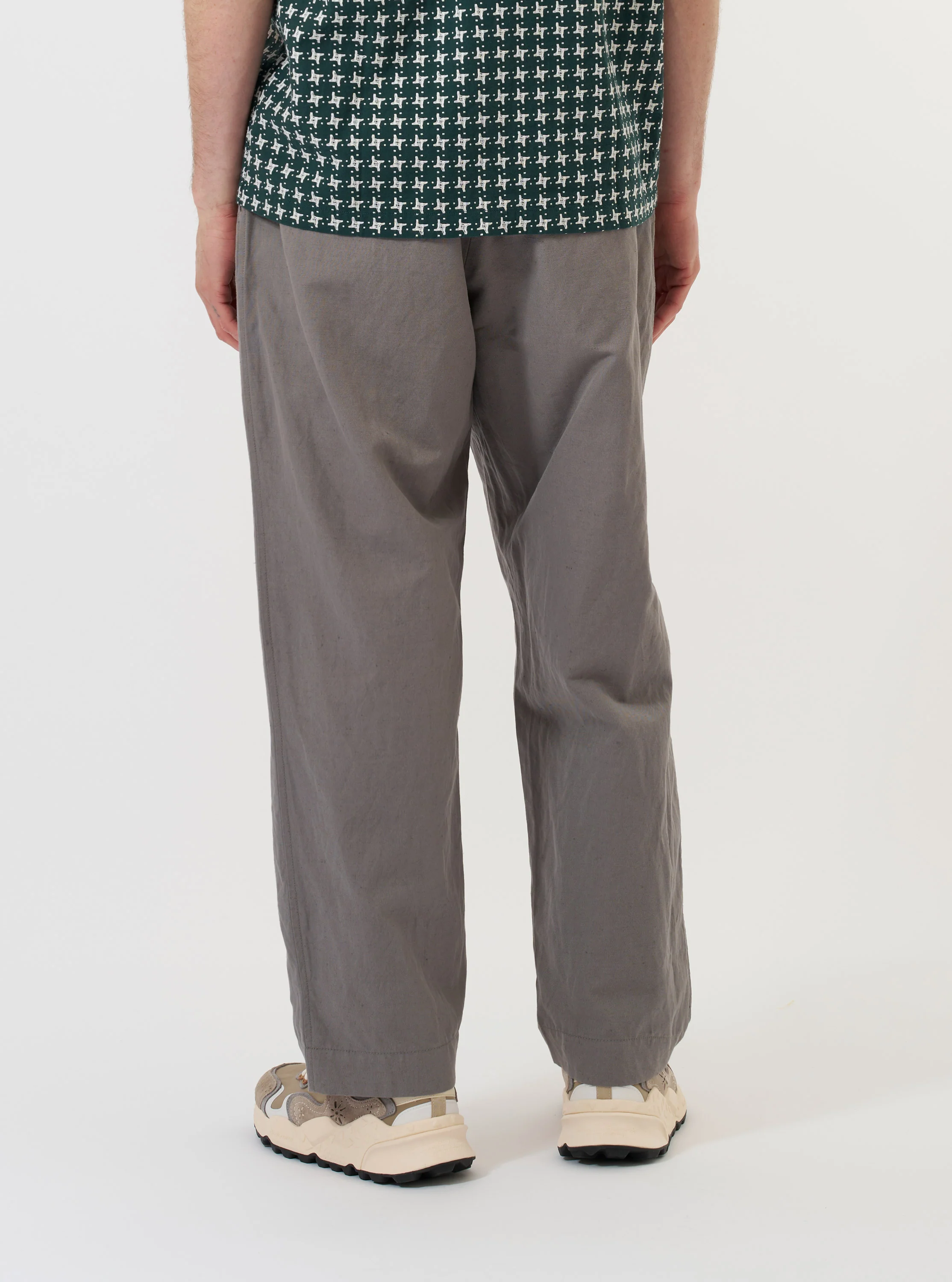Mid Grey Linen Slub Weave Oxford Pant - Image 3