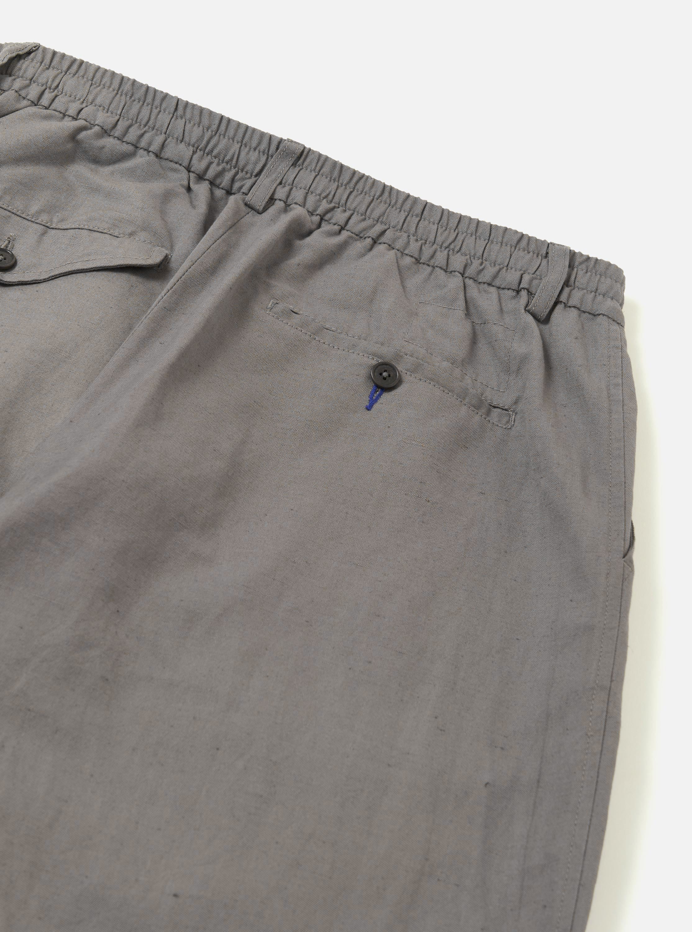 Mid Grey Linen Slub Weave Oxford Pant - Image 7
