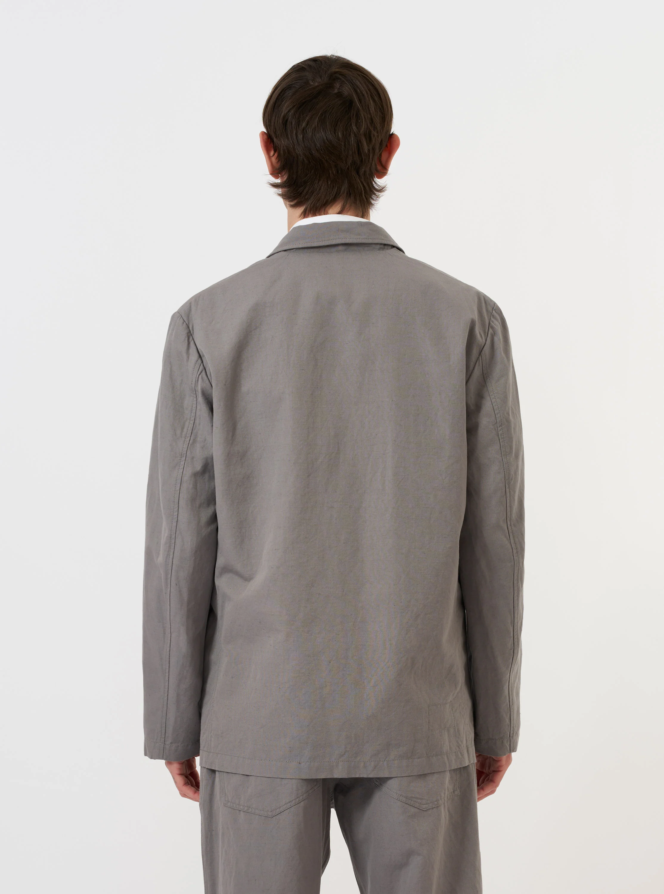 Mid Grey Linen Slub Weave Two Button Jacket - Image 3