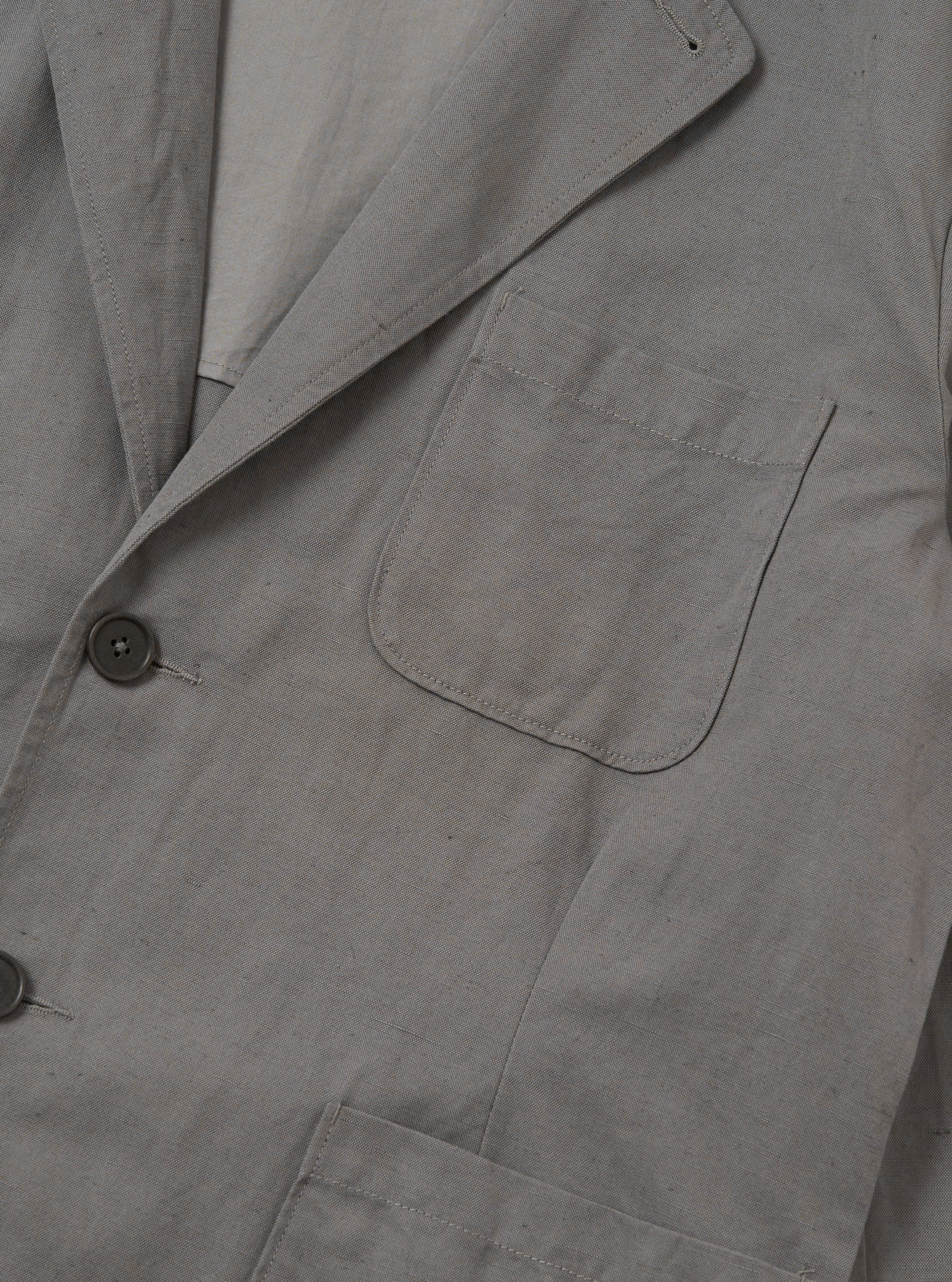 Mid Grey Linen Slub Weave Two Button Jacket - Image 6