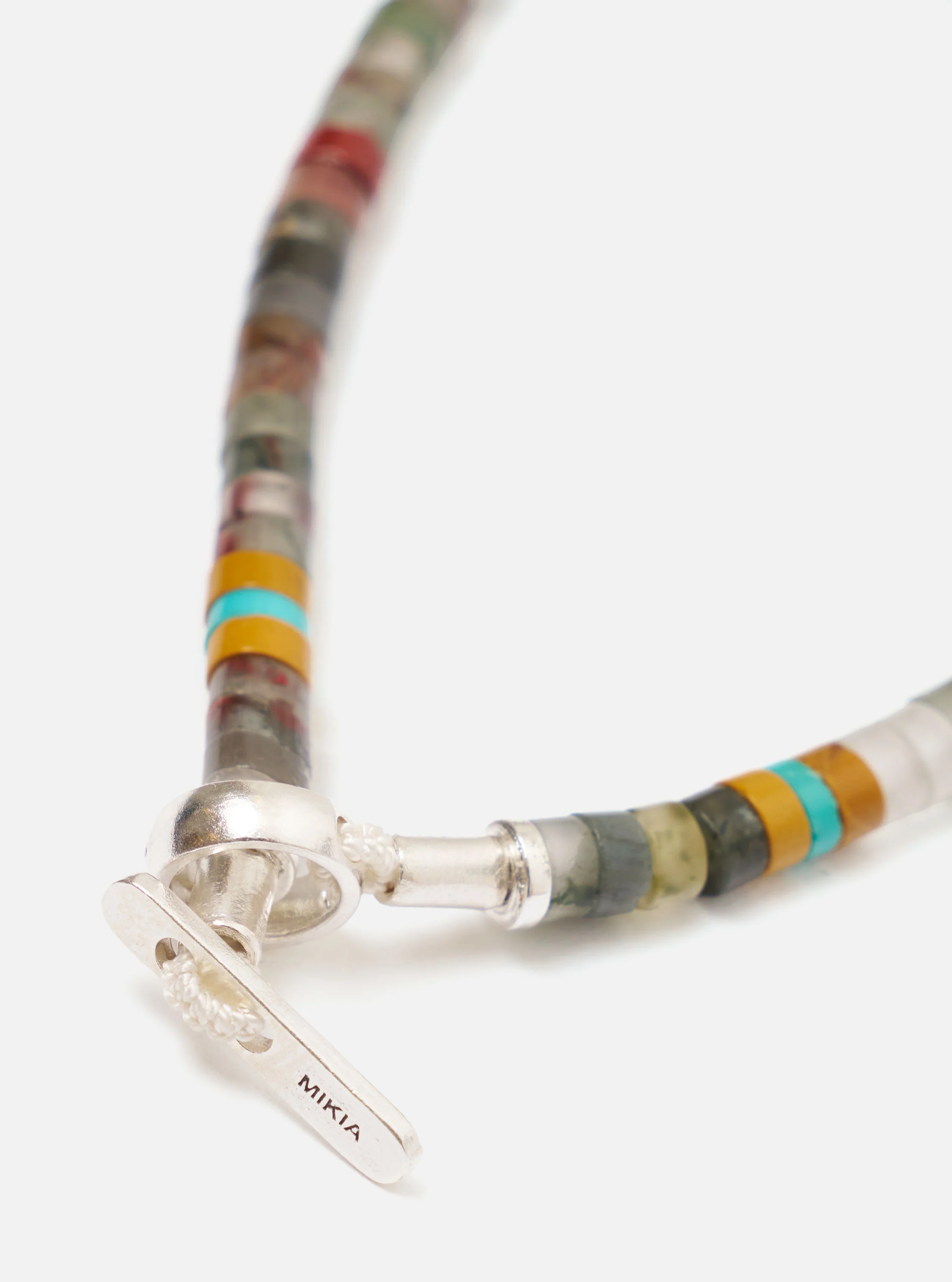 Mikia African Bloodstone Silver Heishi Bracelet - Image 2