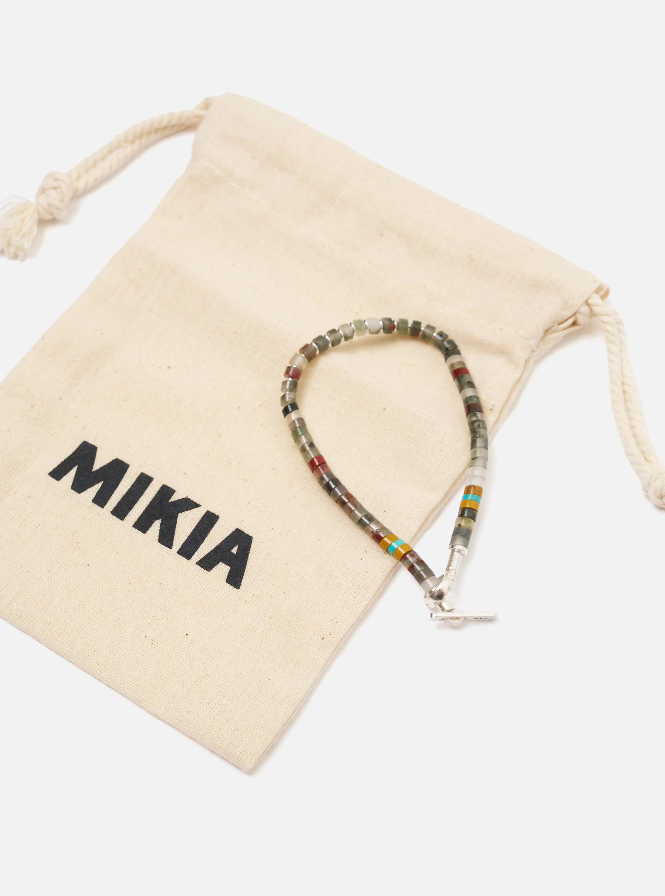 Mikia African Bloodstone Silver Heishi Bracelet - Image 3
