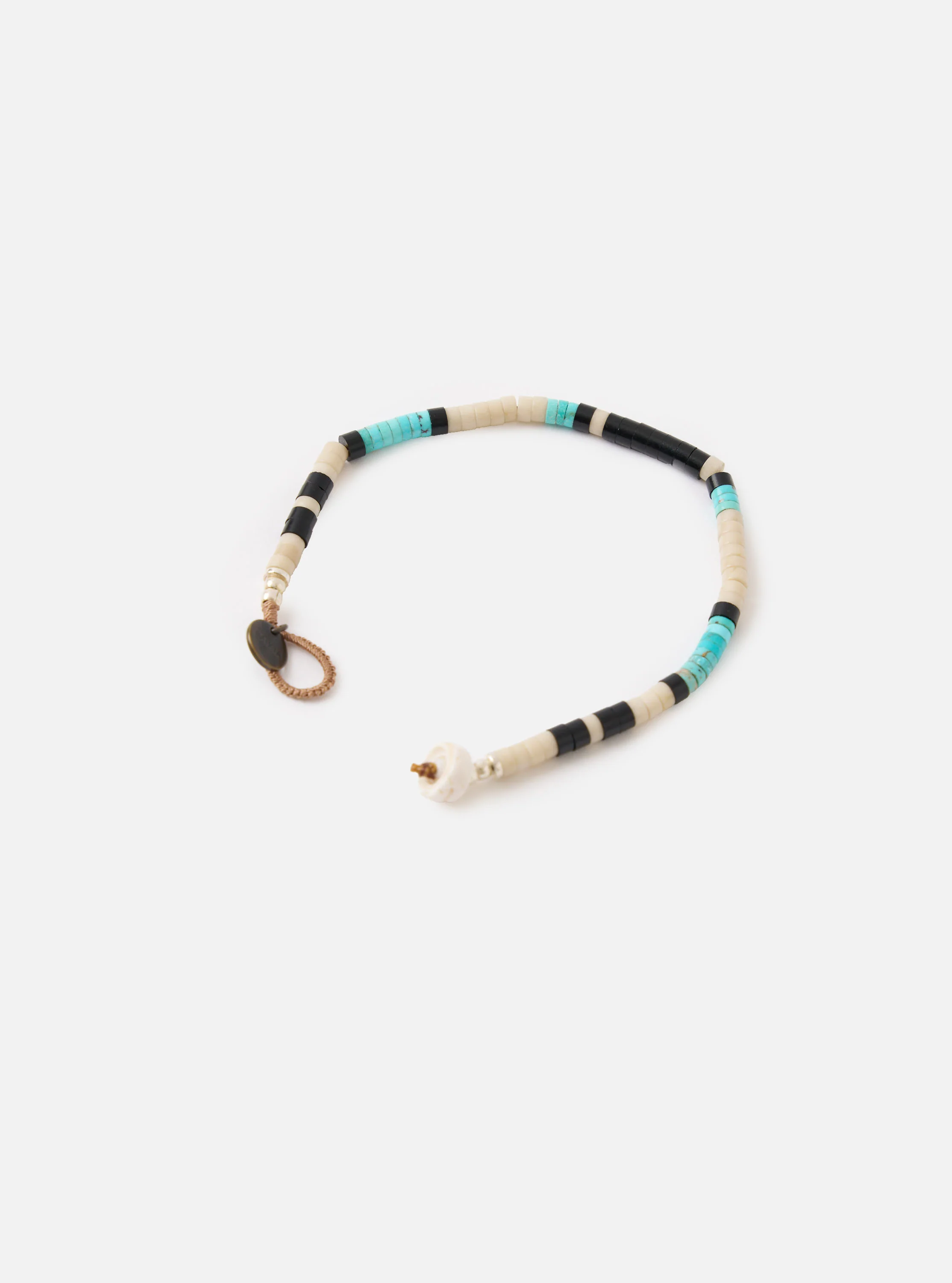 Mikia Fossil Jasper/Turquoise Heishi Beads Bracelet - Image 3