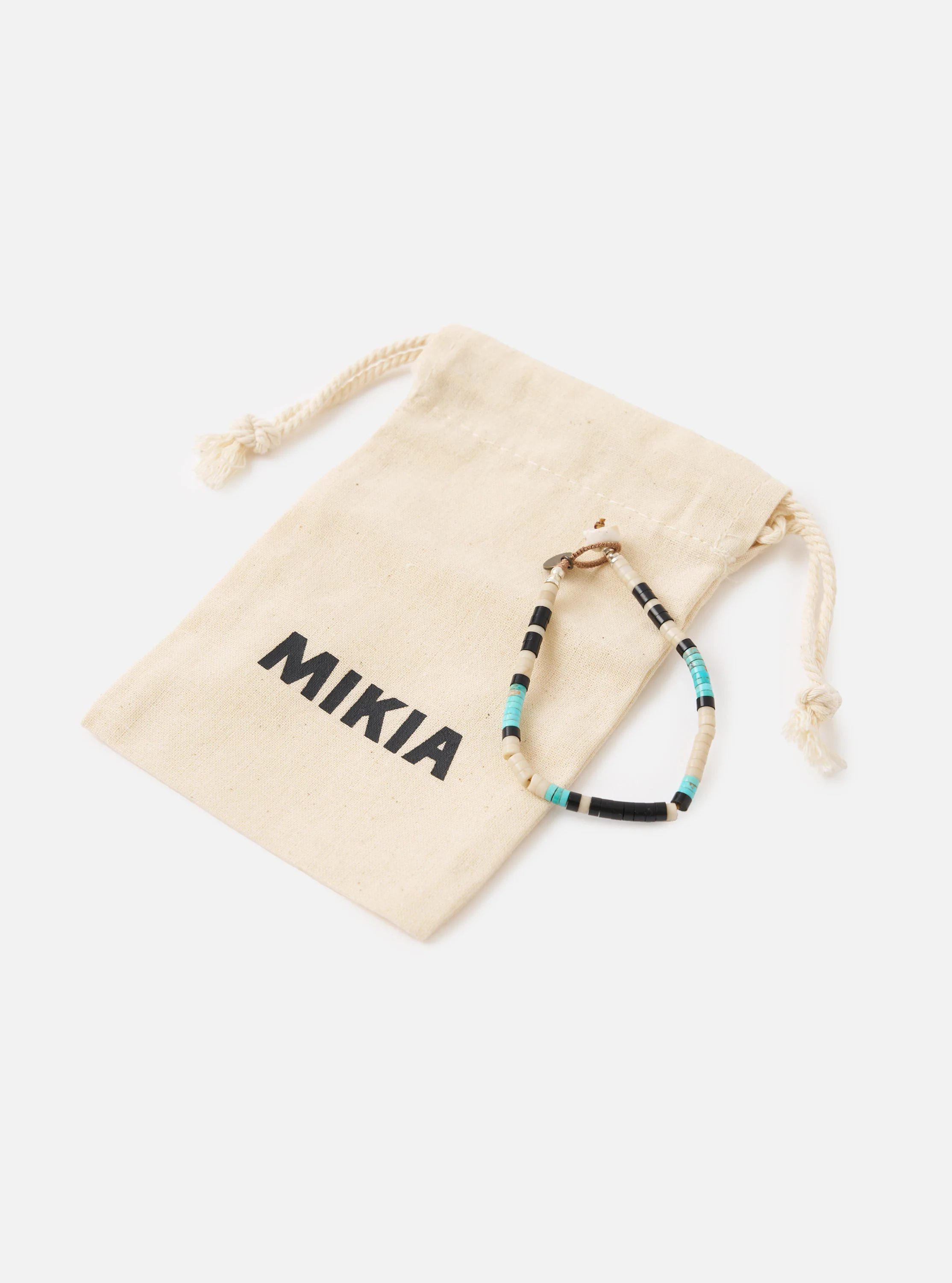 Mikia Fossil Jasper/Turquoise Heishi Beads Bracelet - Image 4
