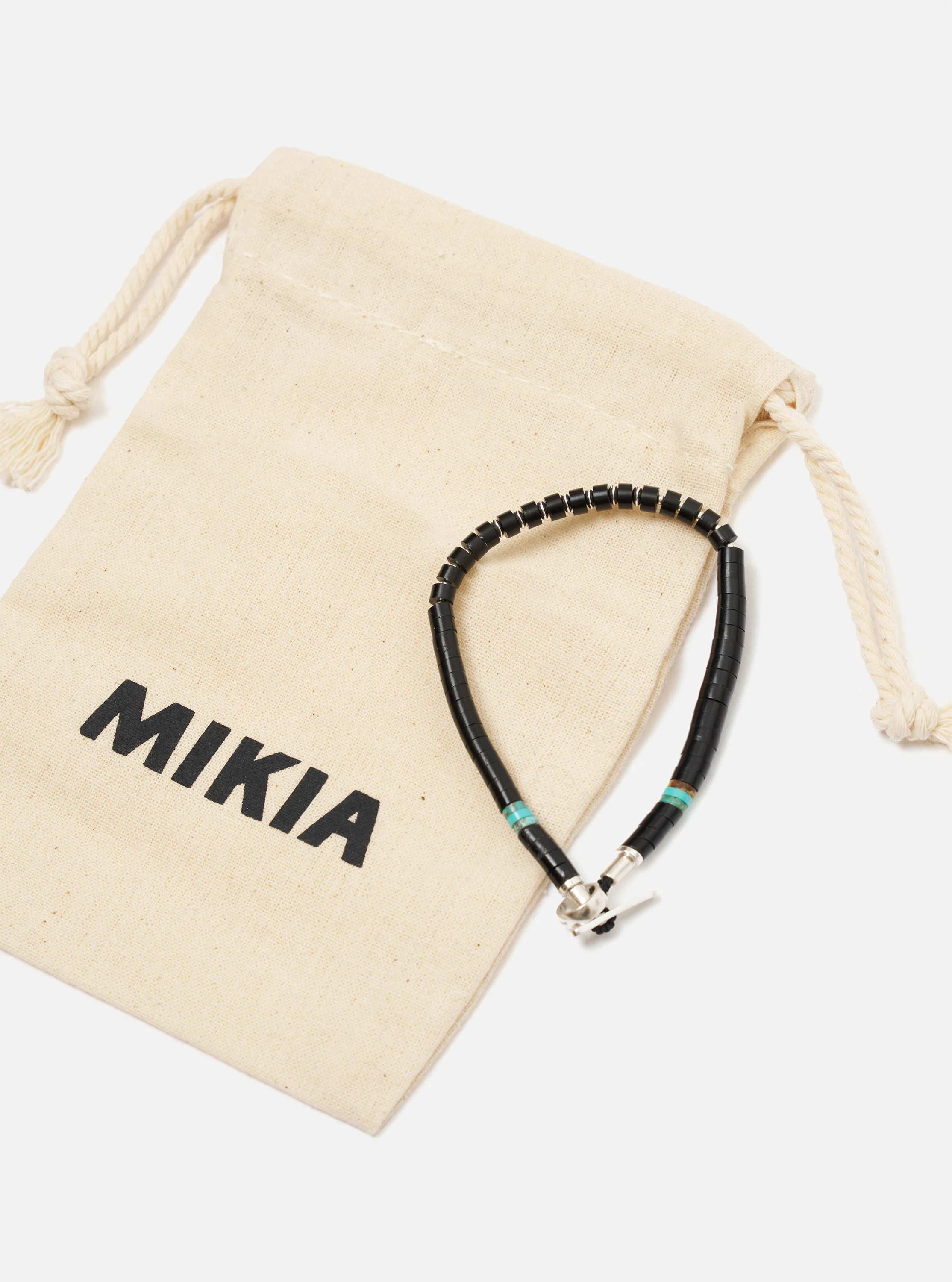 Mikia Jet Silver Heishi Bracelet - Image 3