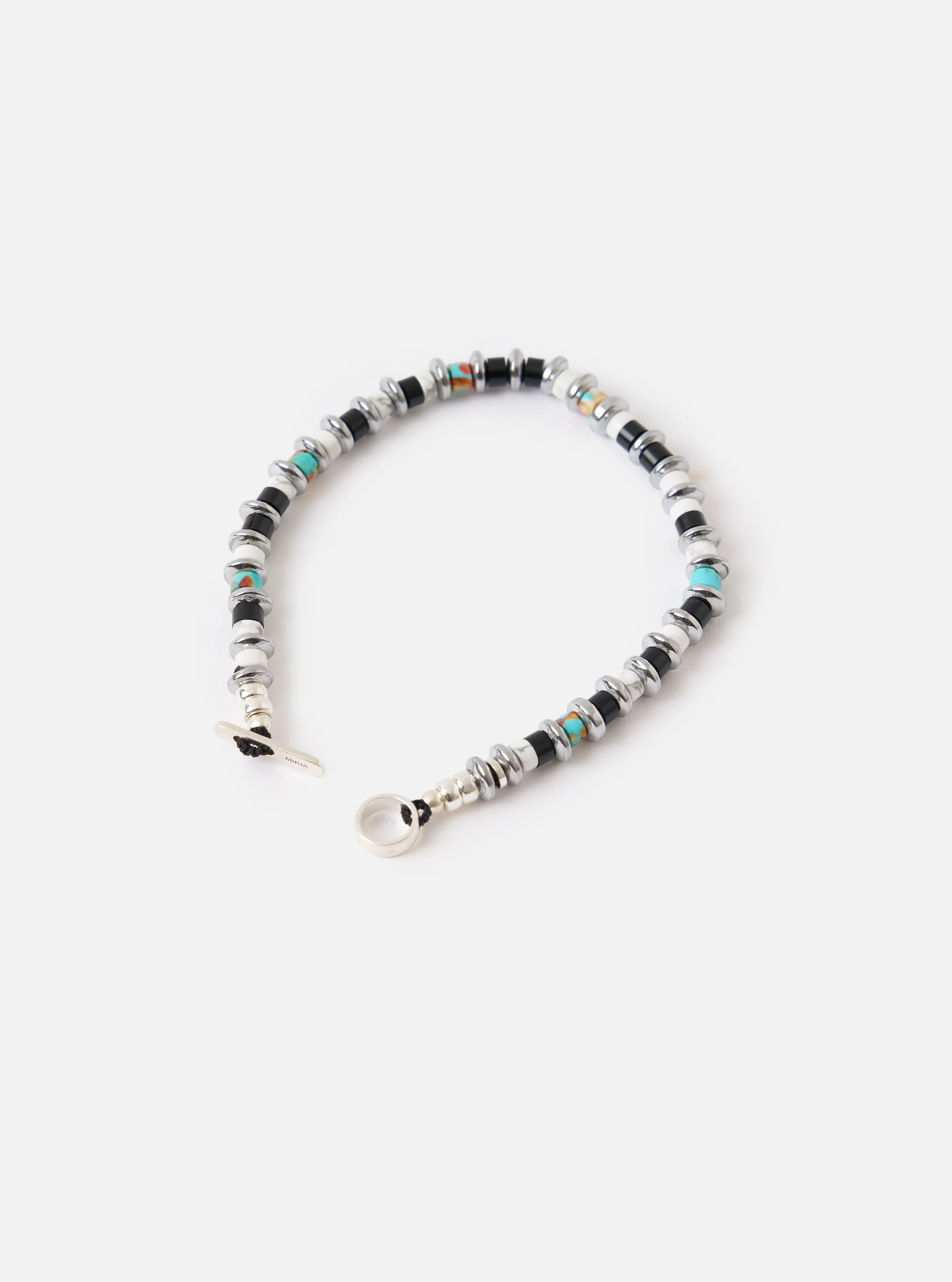 Mikia Jet/Turquoise Hematite Roundel Bracelet - Image 3