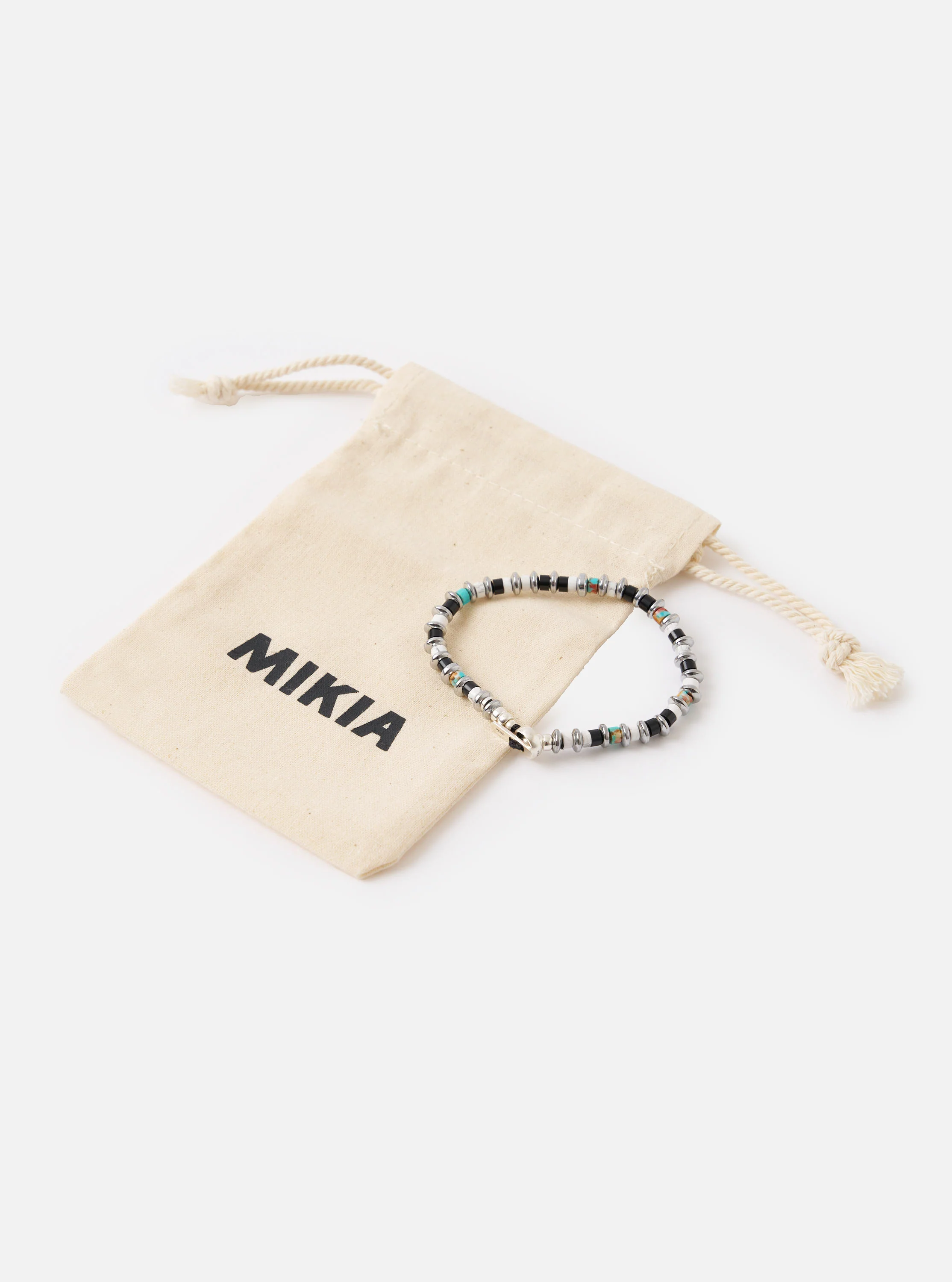 Mikia Jet/Turquoise Hematite Roundel Bracelet - Image 4