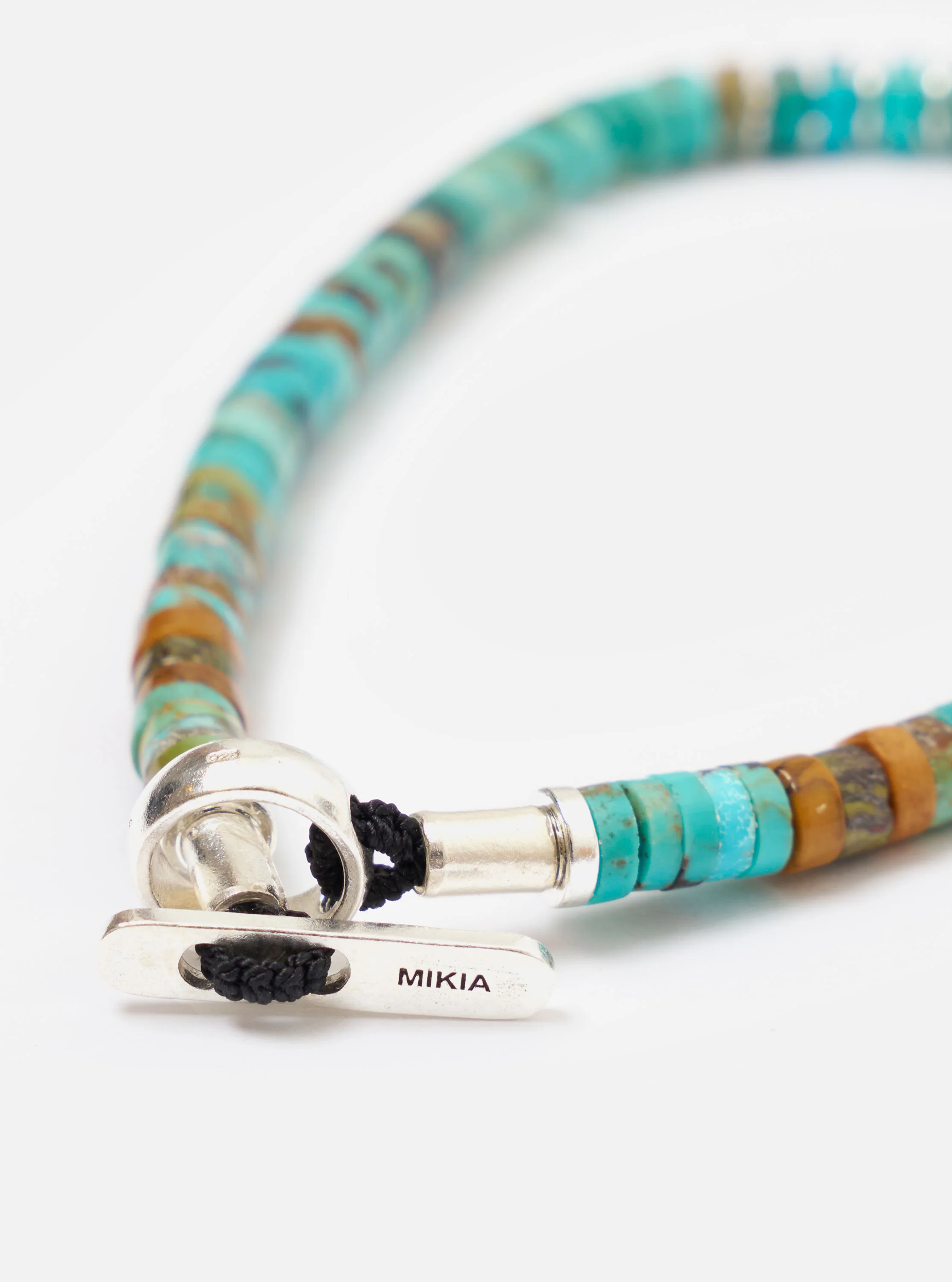 Mikia Turquoise Silver Heishi Bracelet - Image 2