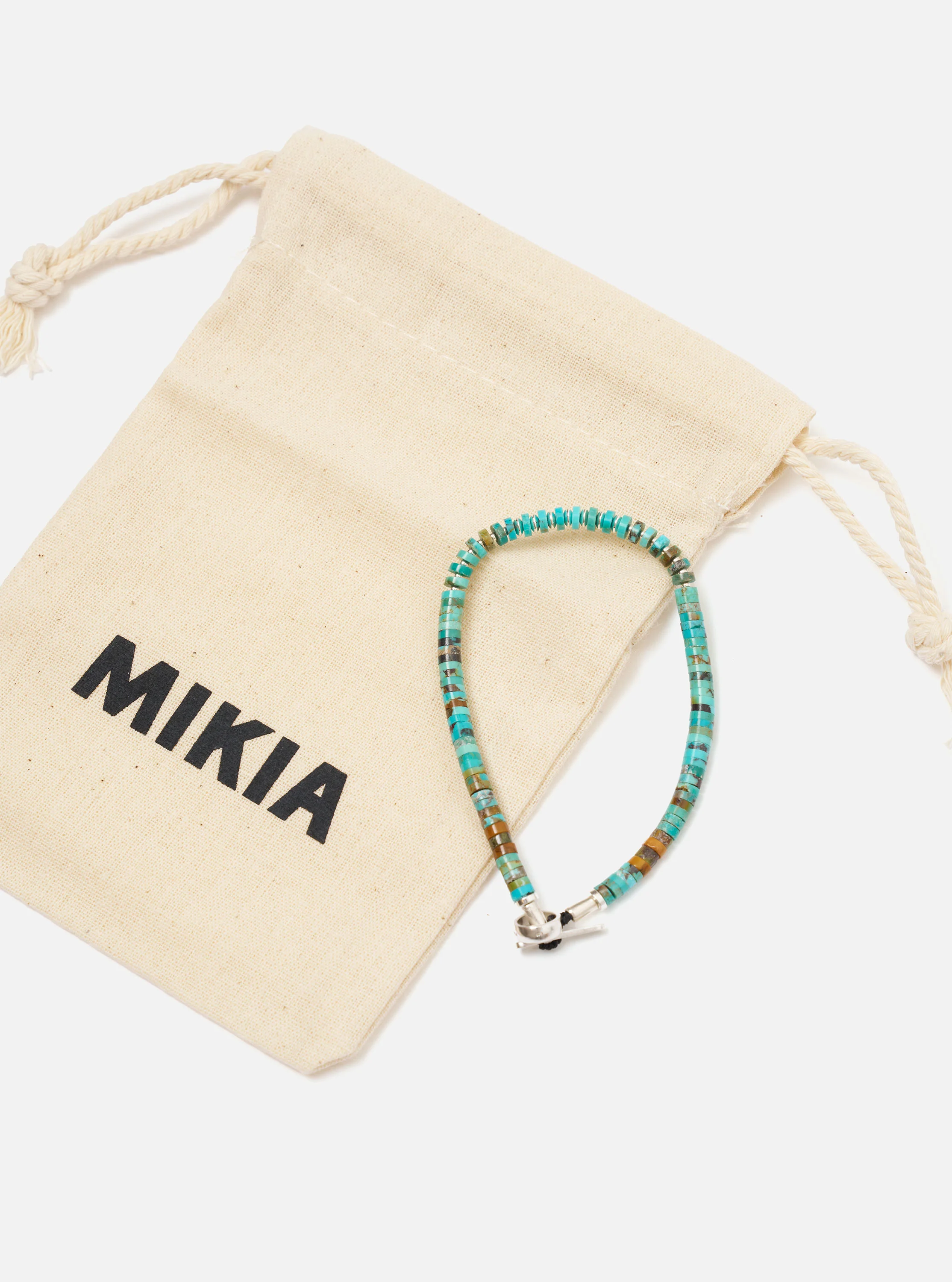Mikia Turquoise Silver Heishi Bracelet - Image 3