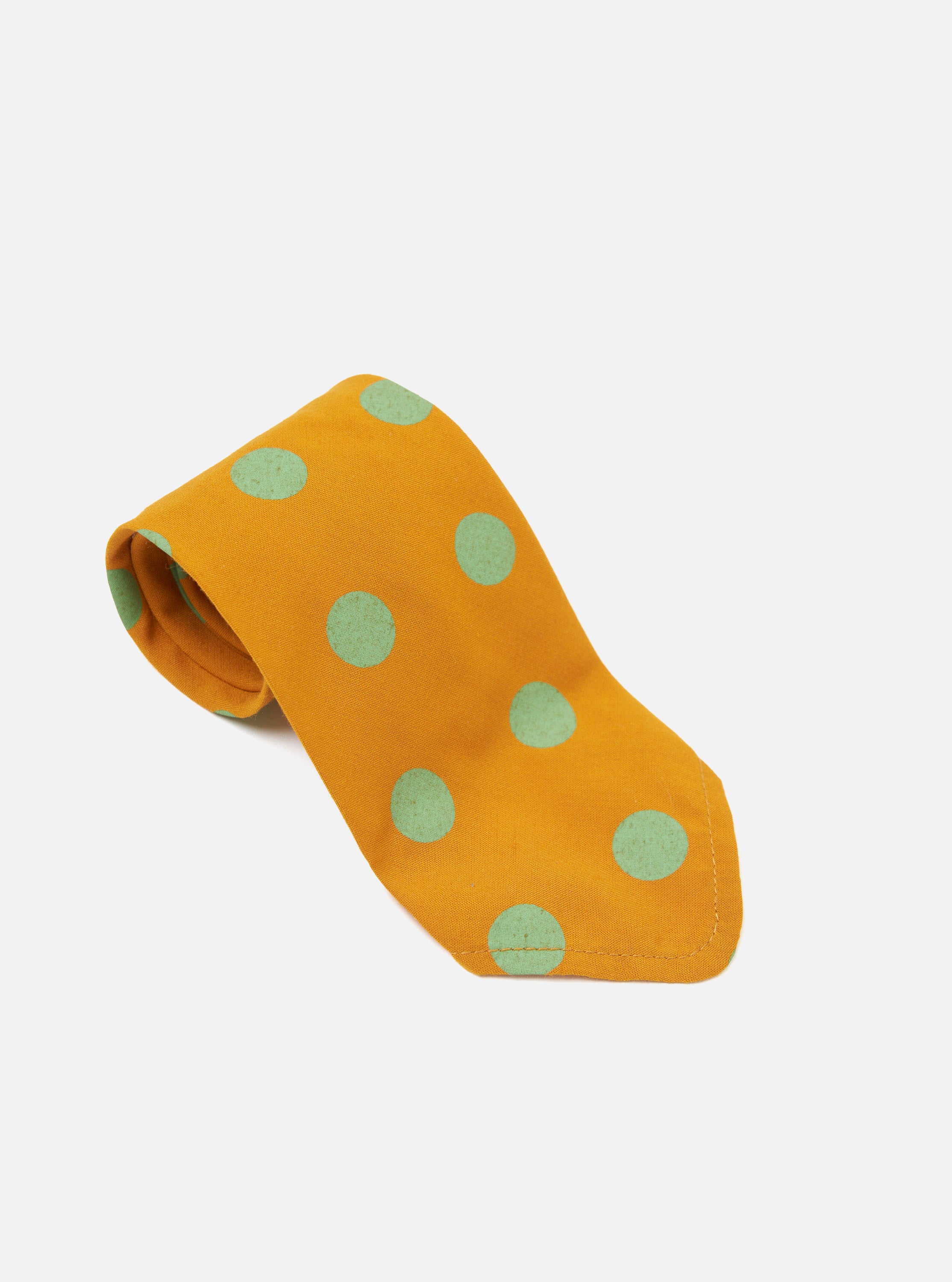 Mustard Bold Dot Print Rayon Tie - Image 3