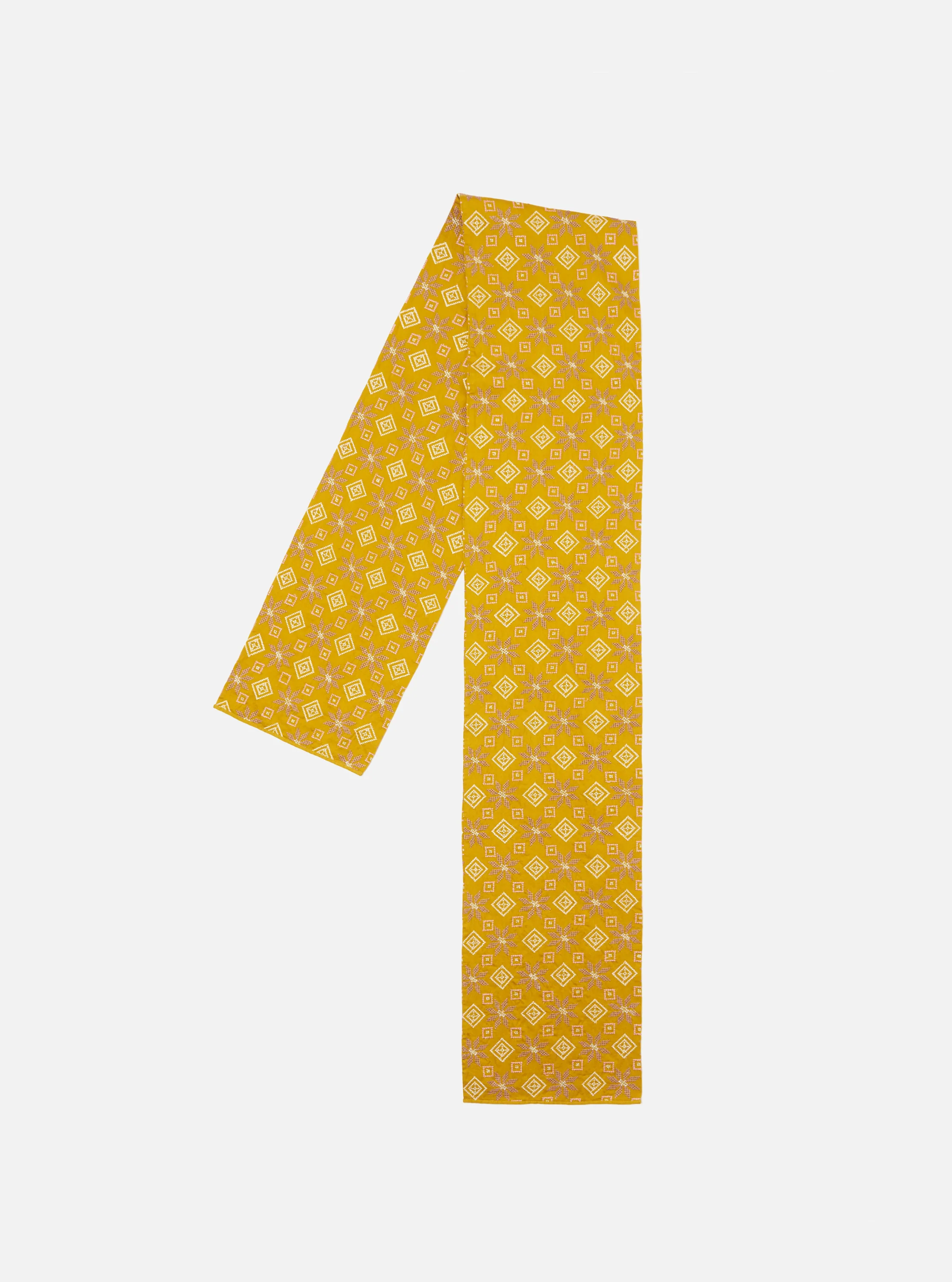 Mustard Embroidery Cotton Satin Embroidery Scarf