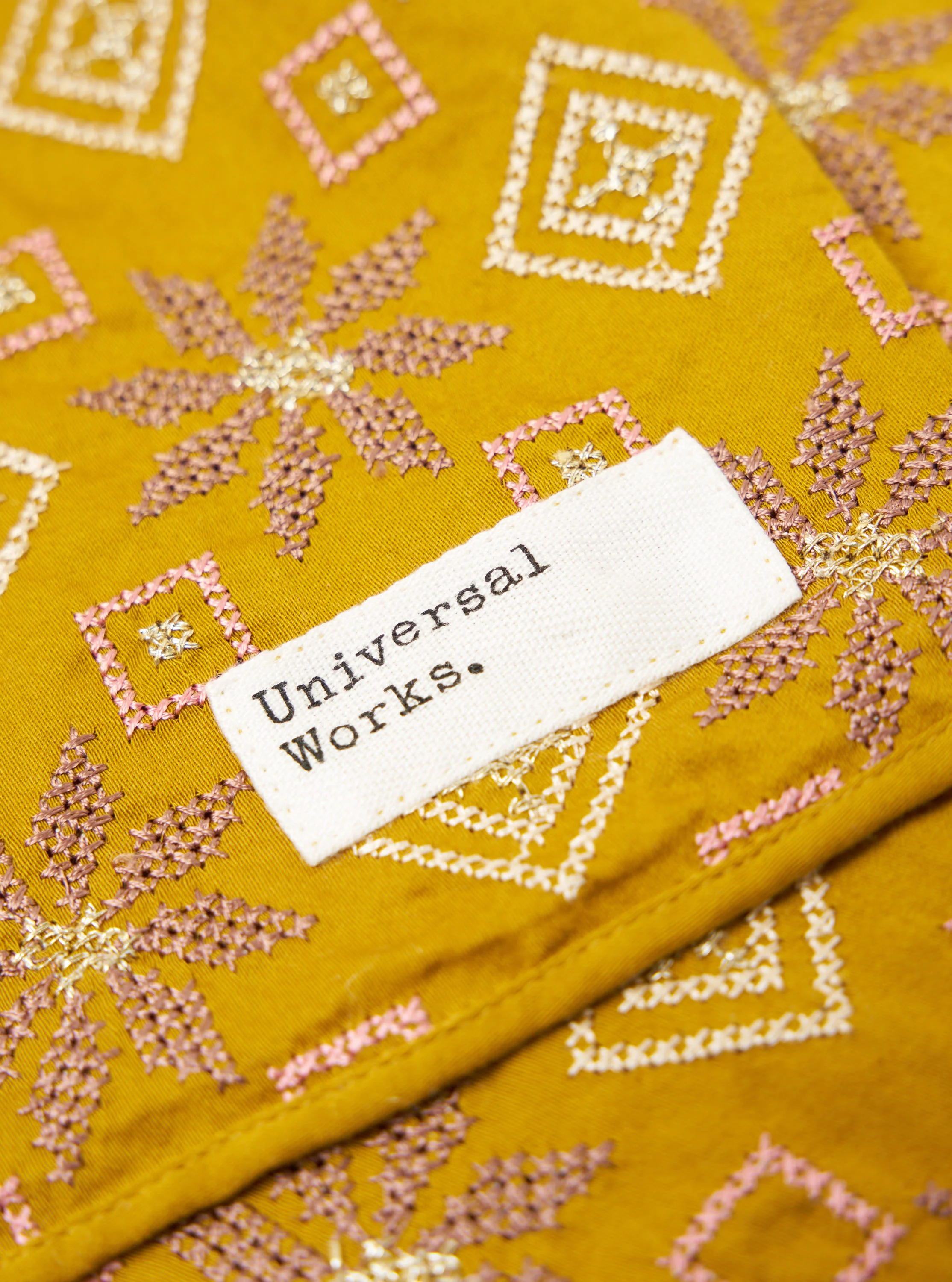 Mustard Embroidery Cotton Satin Embroidery Scarf - Image 4