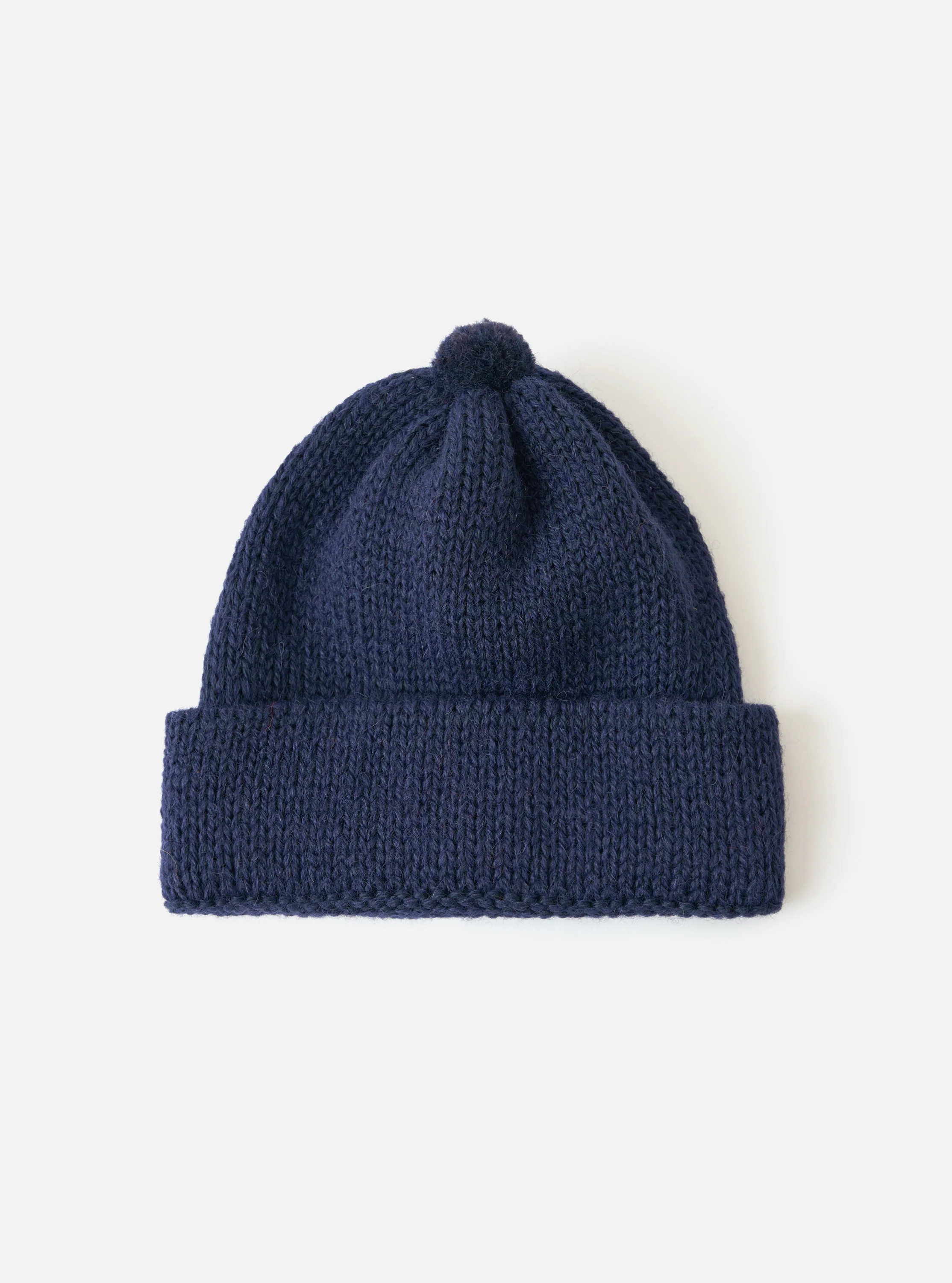 Navy Alpaca/British Wool Bobble Hat
