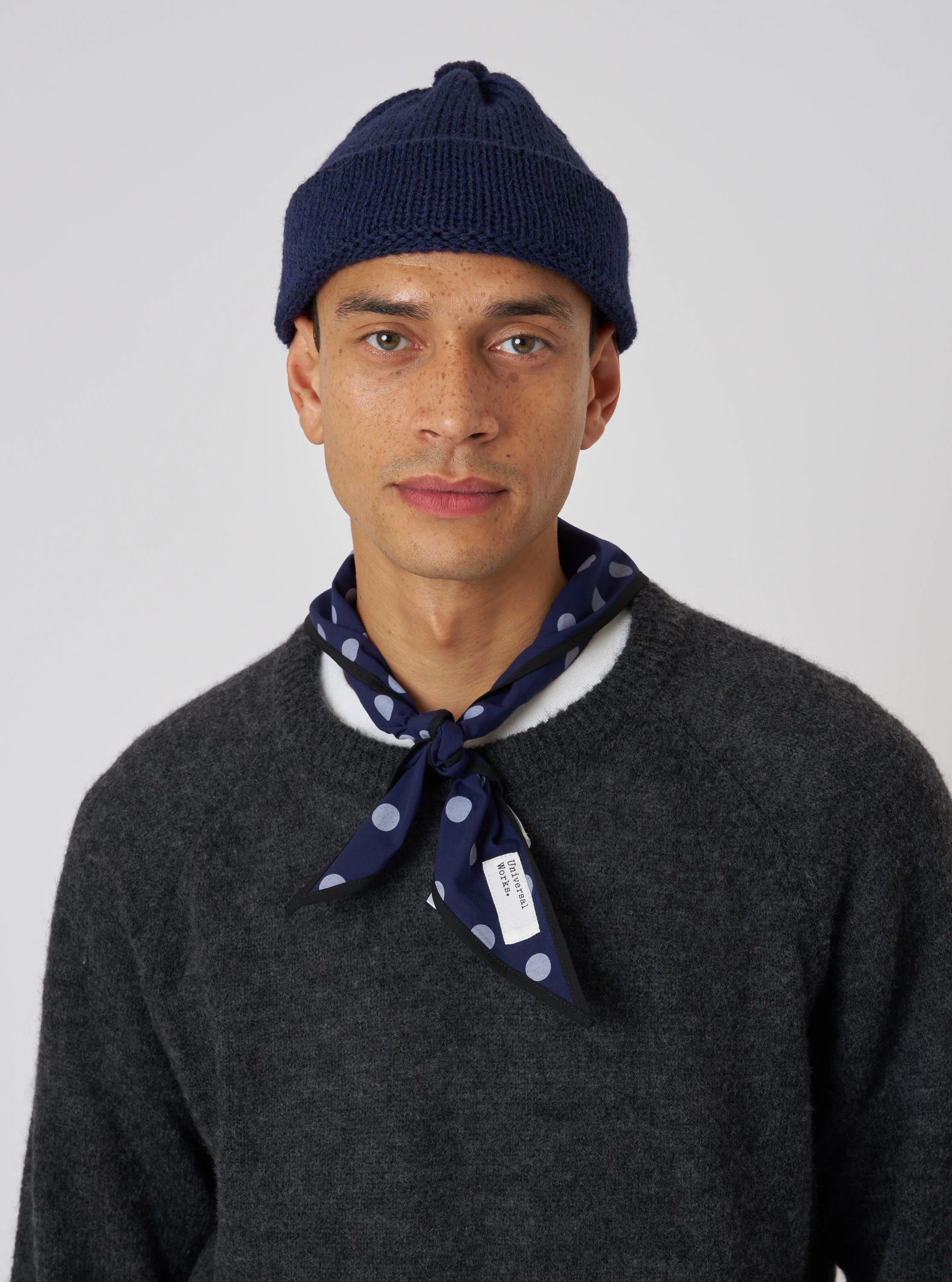 Navy Alpaca/British Wool Bobble Hat - Image 2