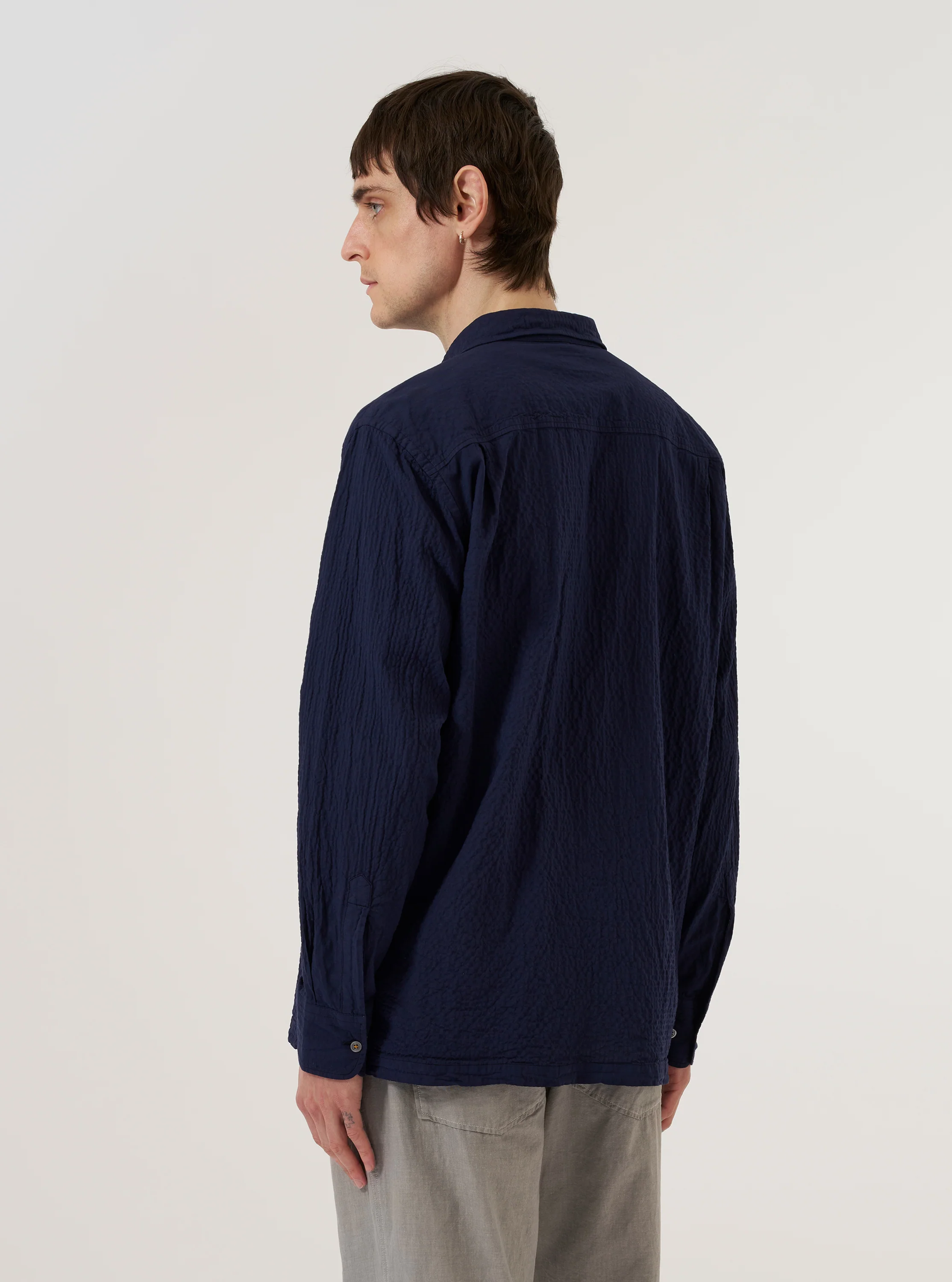 Navy Arten Seersucker Attendant Shirt - Image 3