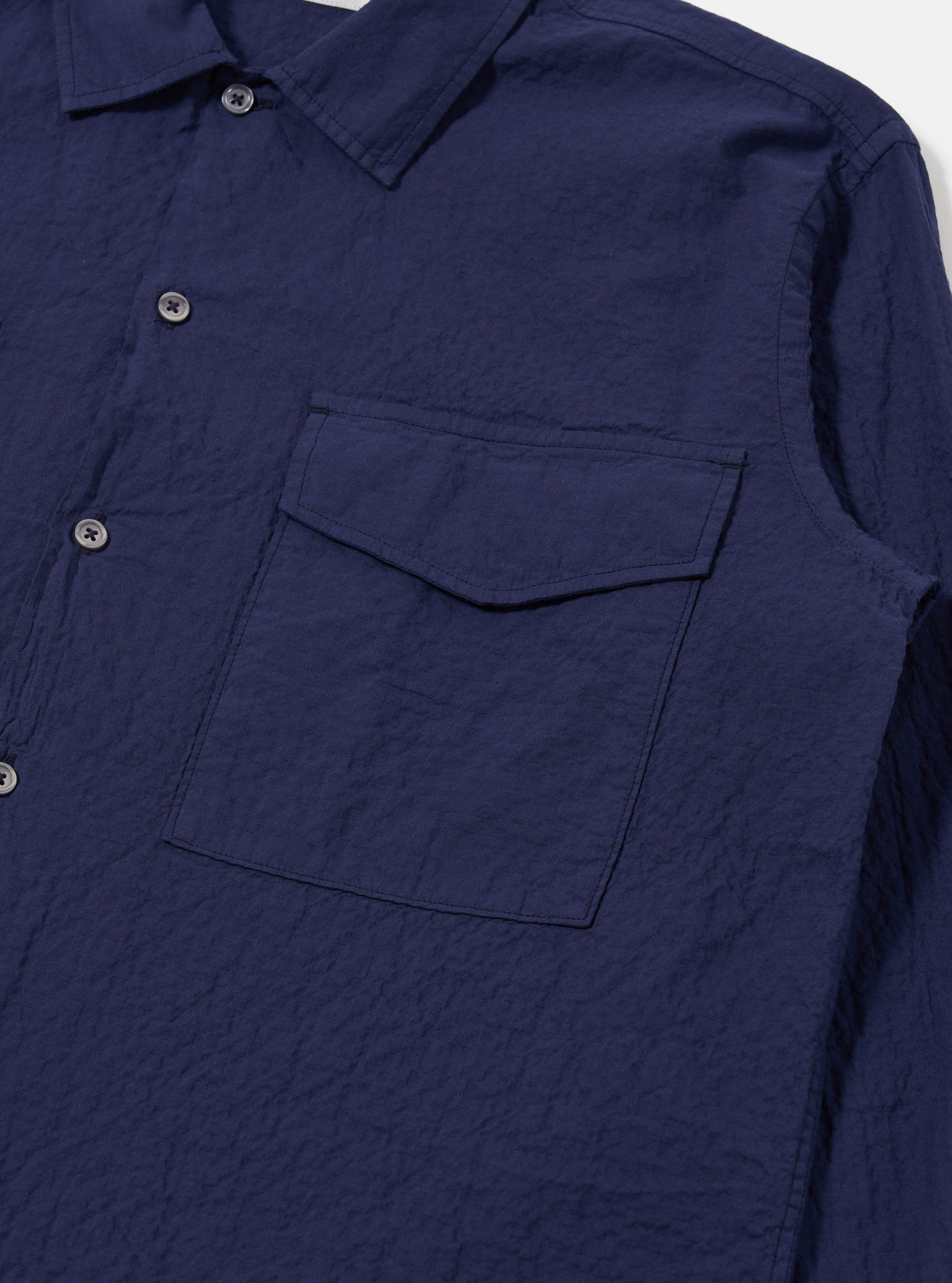 Navy Arten Seersucker Attendant Shirt - Image 7