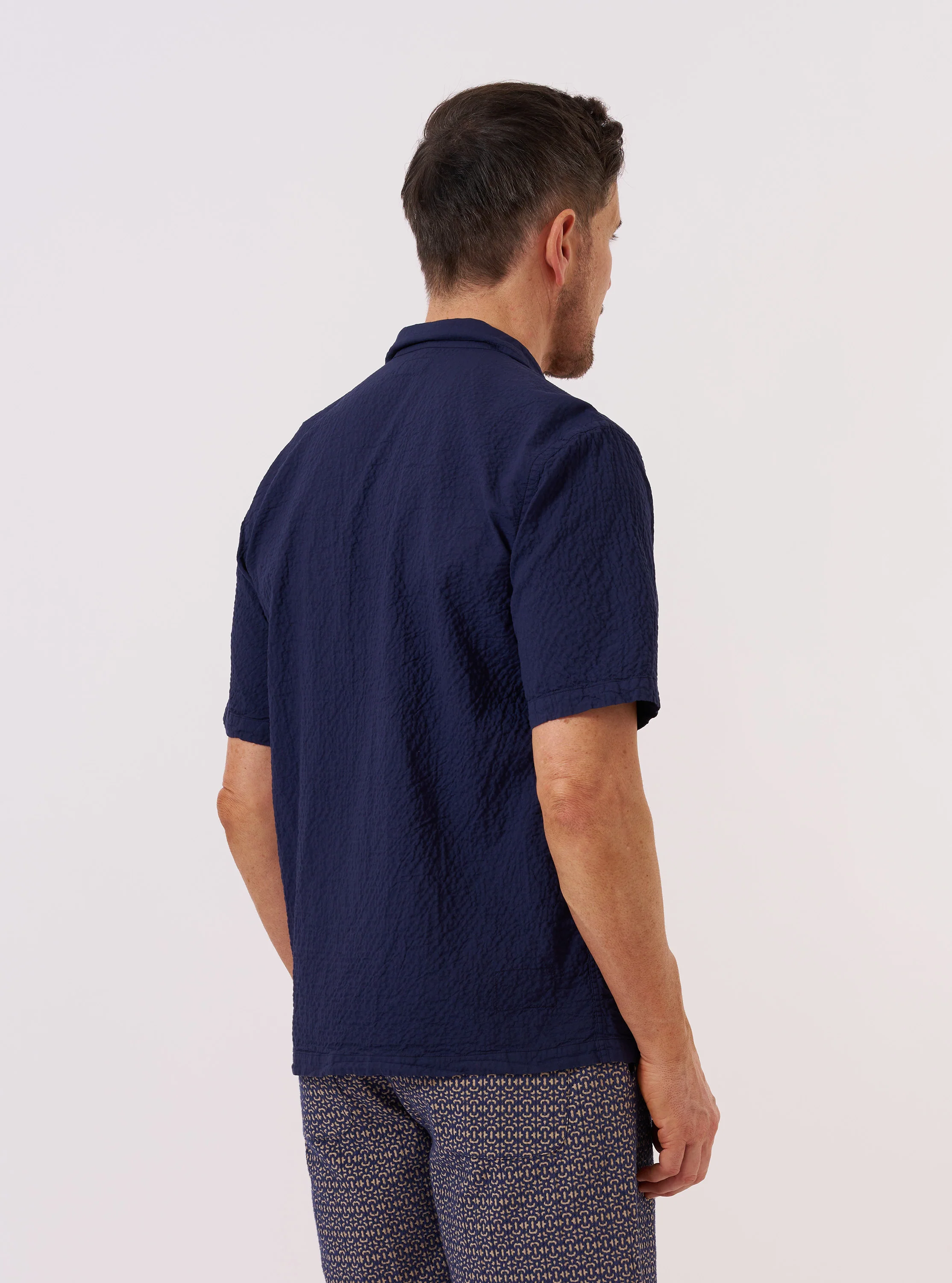 Navy Arten Seersucker Road Shirt - Image 3