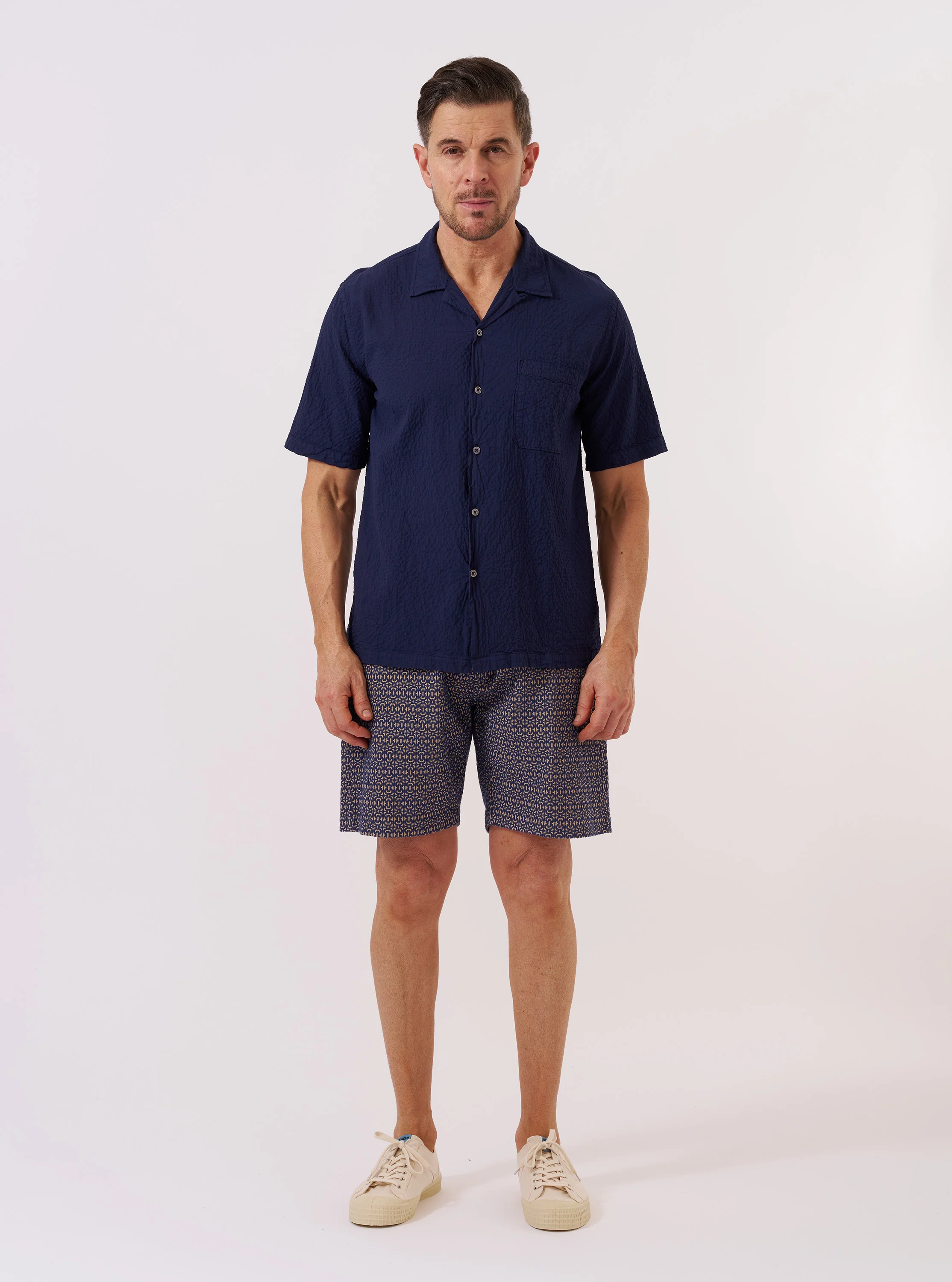 Navy Arten Seersucker Road Shirt - Image 7