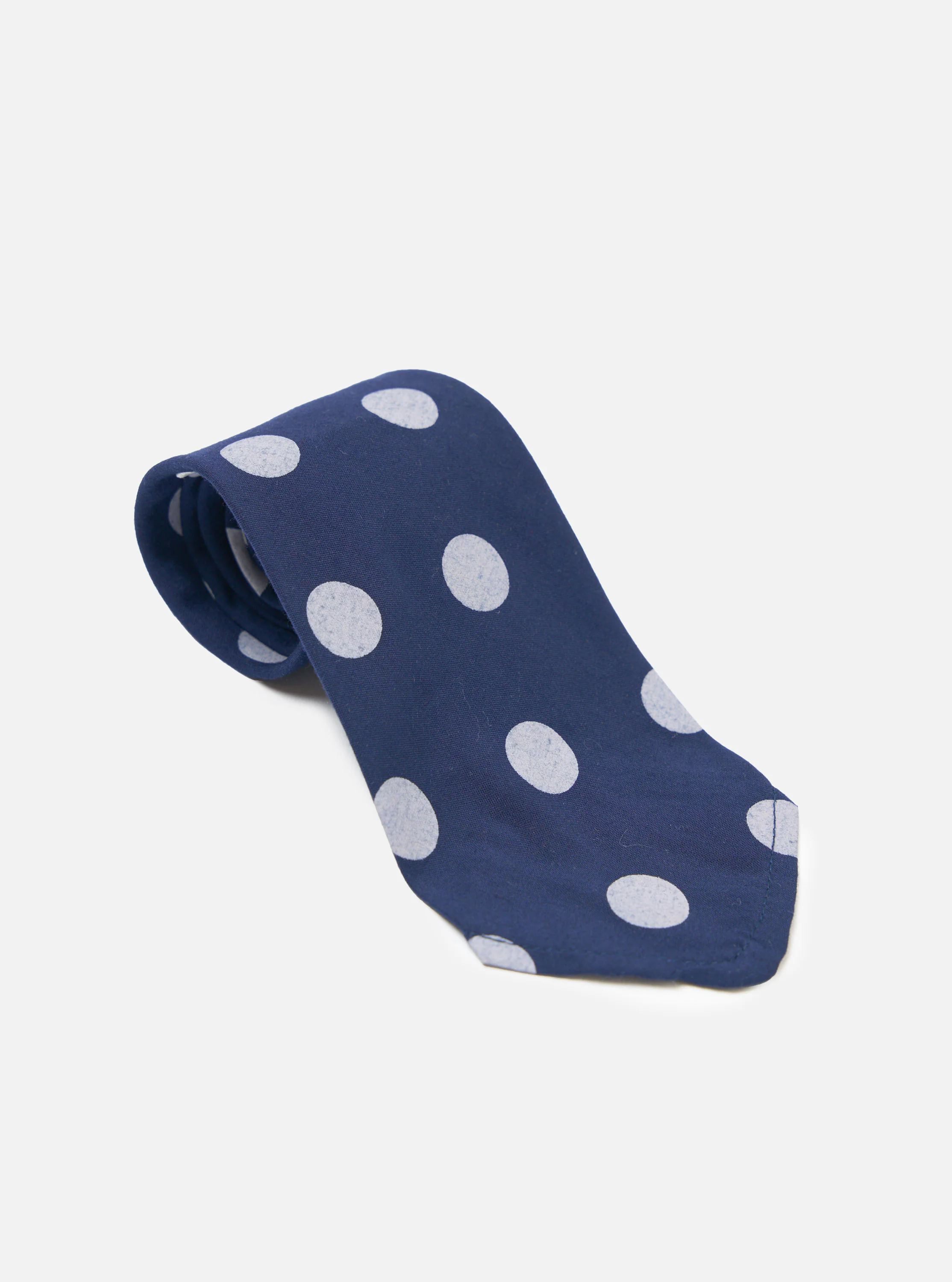 Navy Bold Dot Print Rayon Tie - Image 3