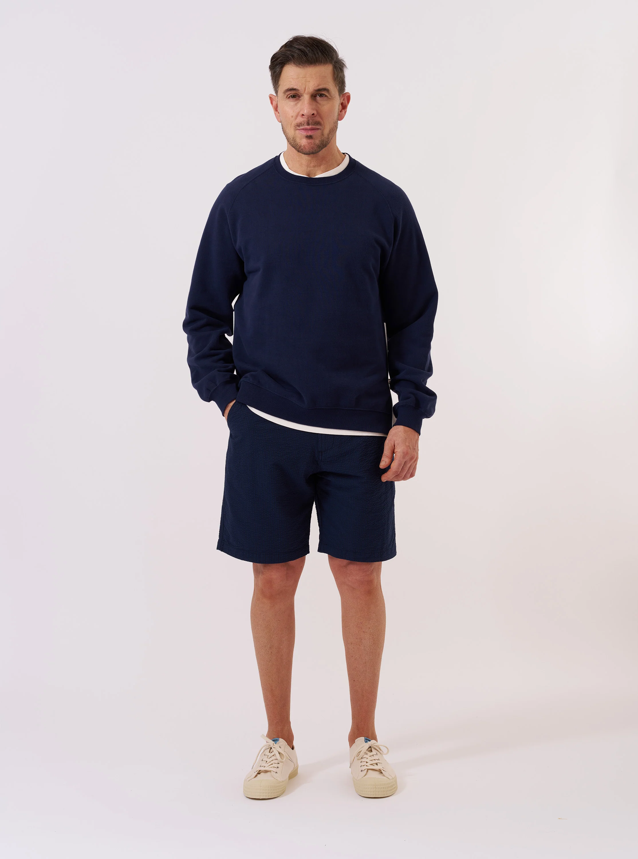 Navy Brush Back Sweat Billy Sweat - Image 7