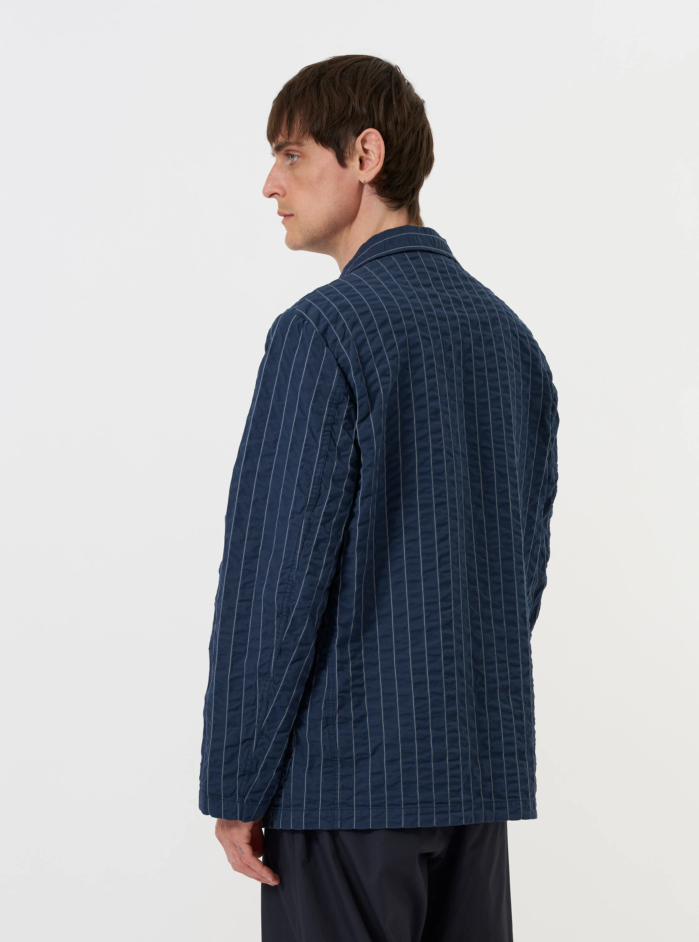 Navy Chester Stripe Two Button Jacket - Image 3