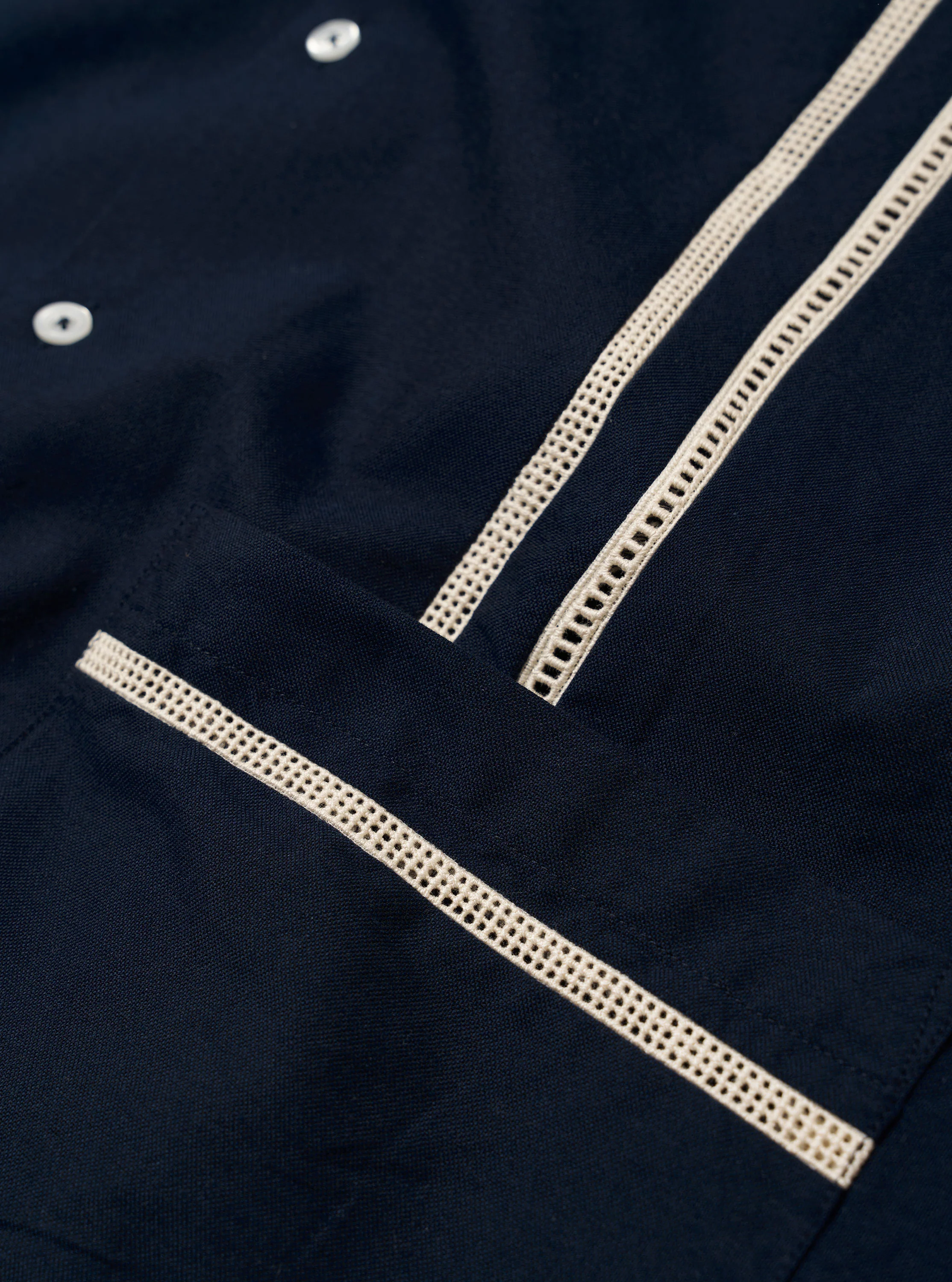 Navy Classic Oxford Tropicana Shirt - Image 6