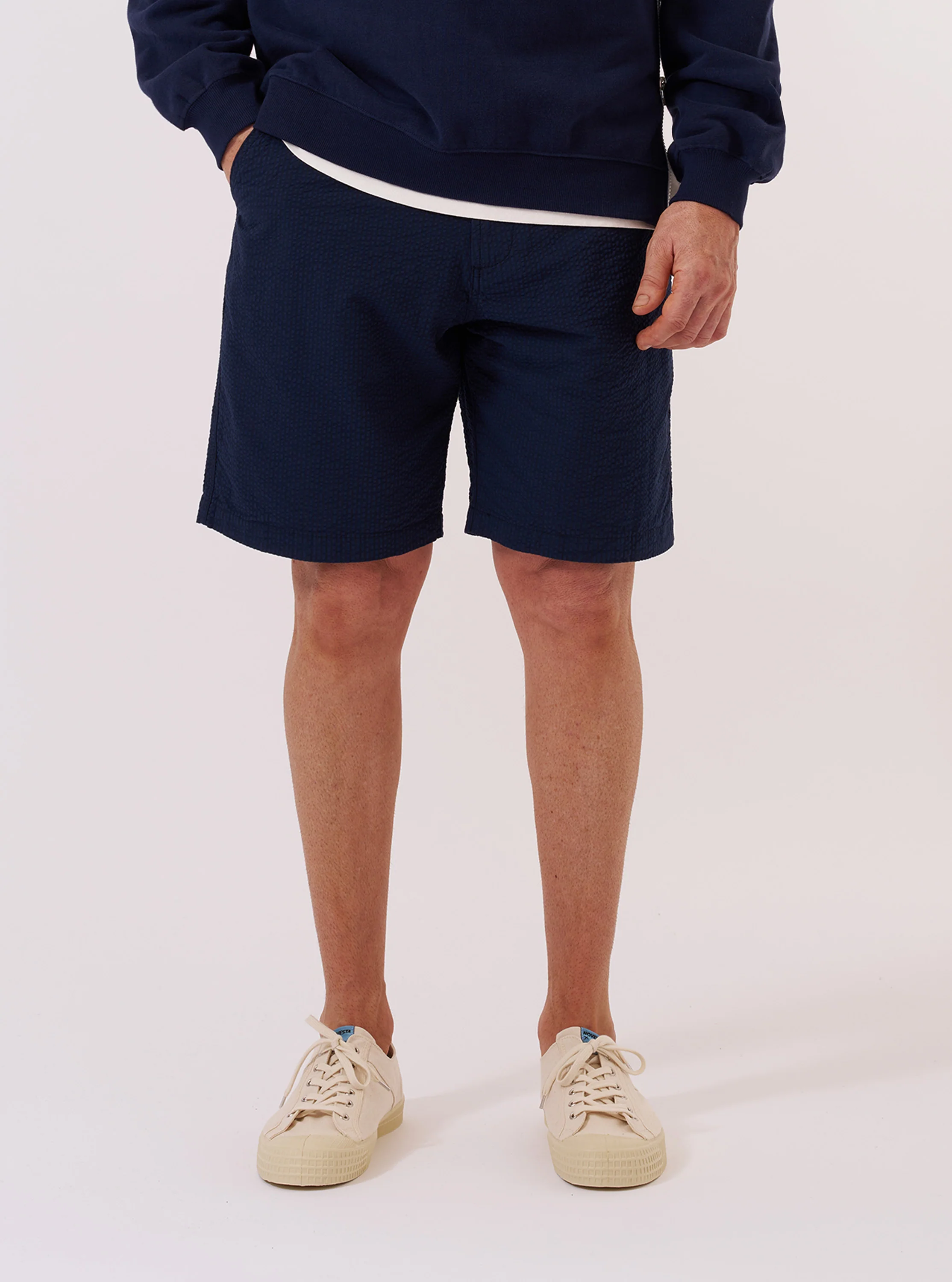 Navy Derby Stripe Clean Short - Image 2