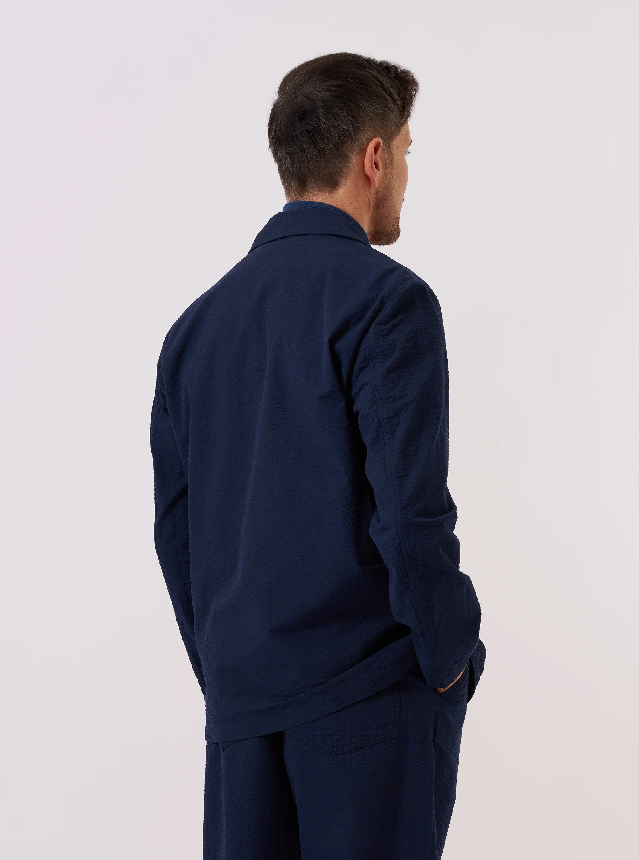 Navy Derby Stripe Two Button Jacket - Image 3