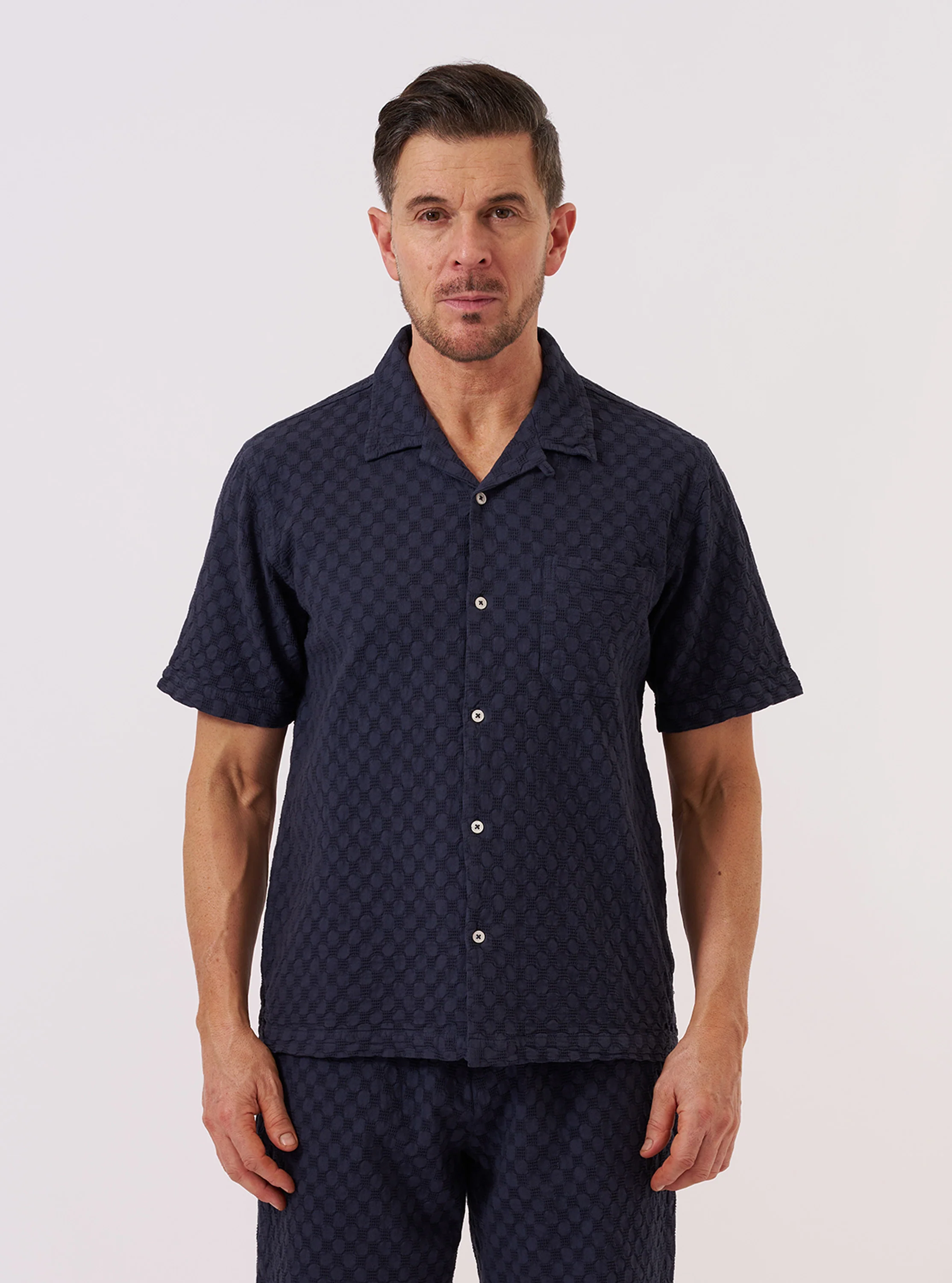 Navy Dot Waffle Road Shirt - Image 2