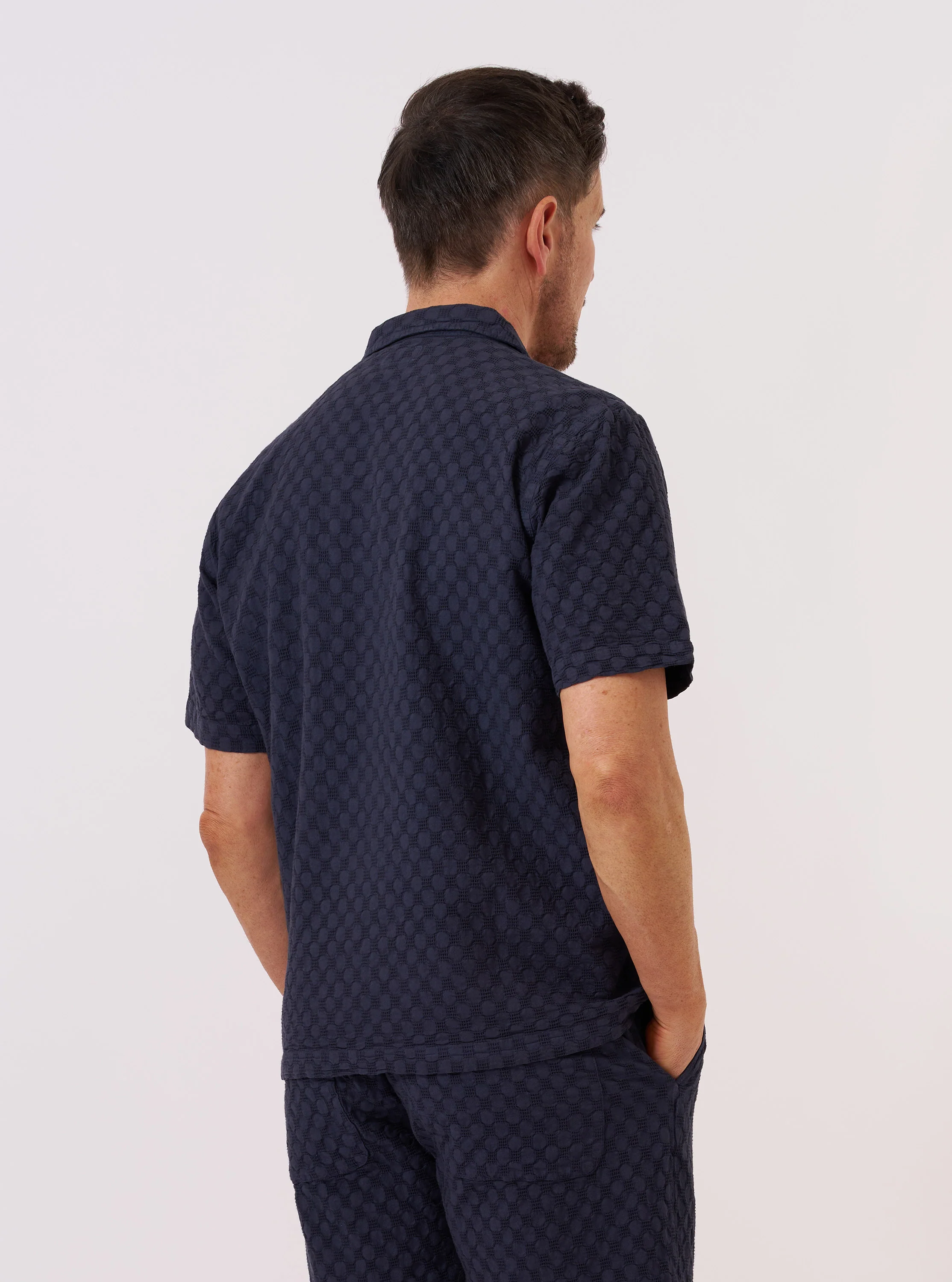 Navy Dot Waffle Road Shirt - Image 3